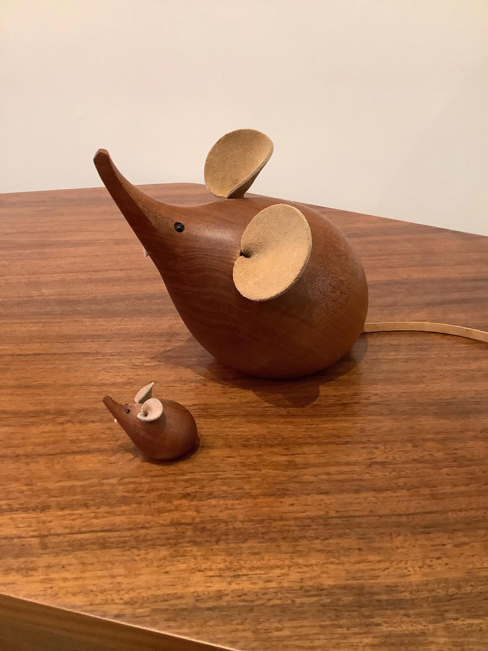 Pair of Teak Mice | H & F Denmark | Scandinavian Modern Collectible - 6