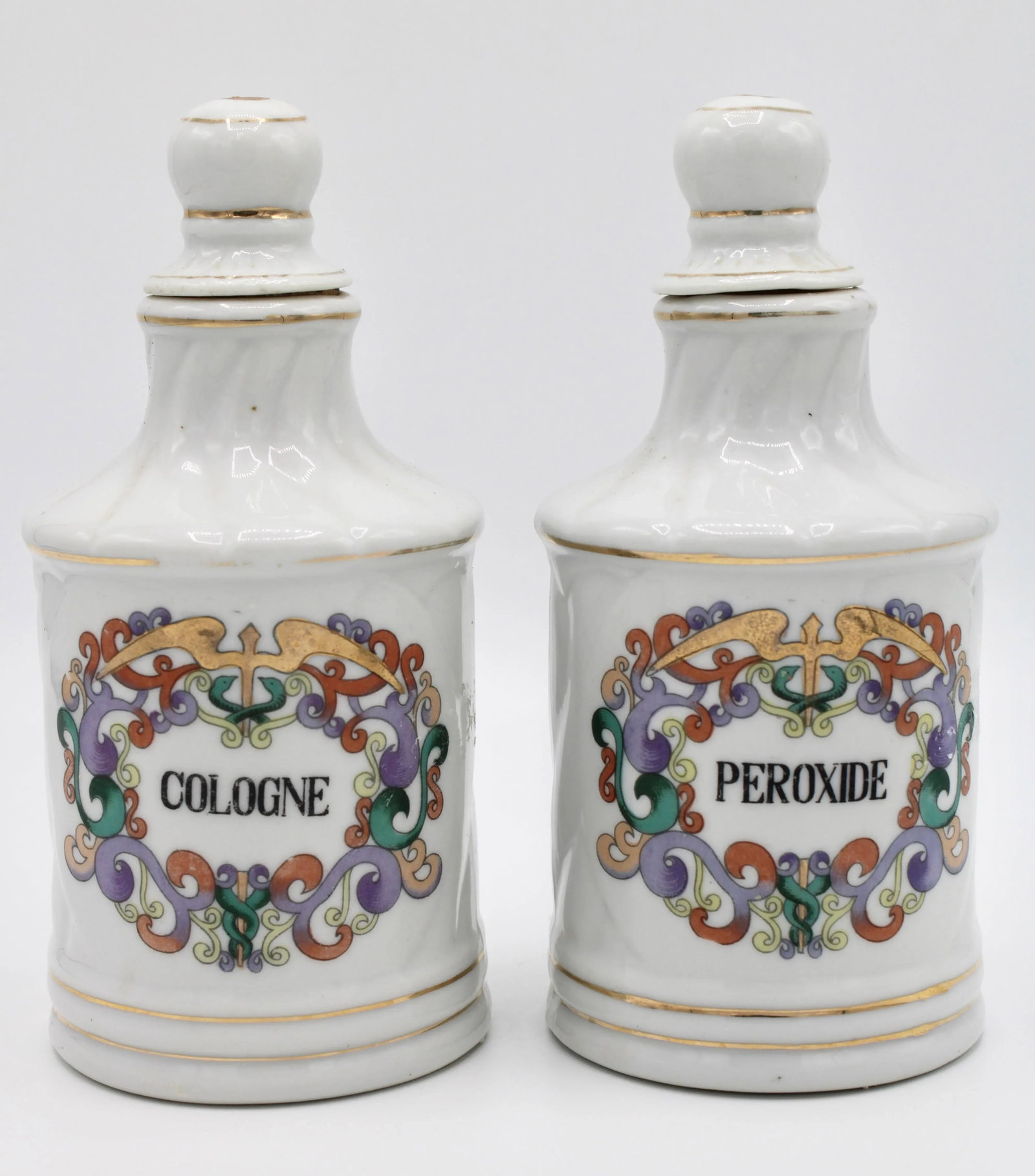 Antique French Ceramic Apothecary Jars - a Pair - 2
