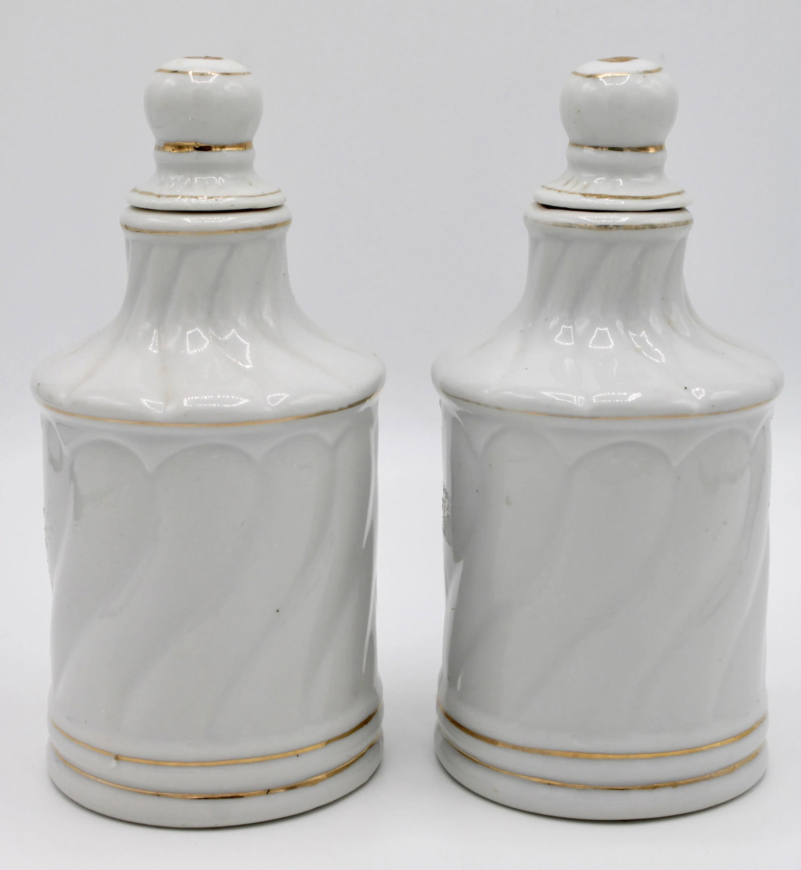 Antique French Ceramic Apothecary Jars - a Pair - 4