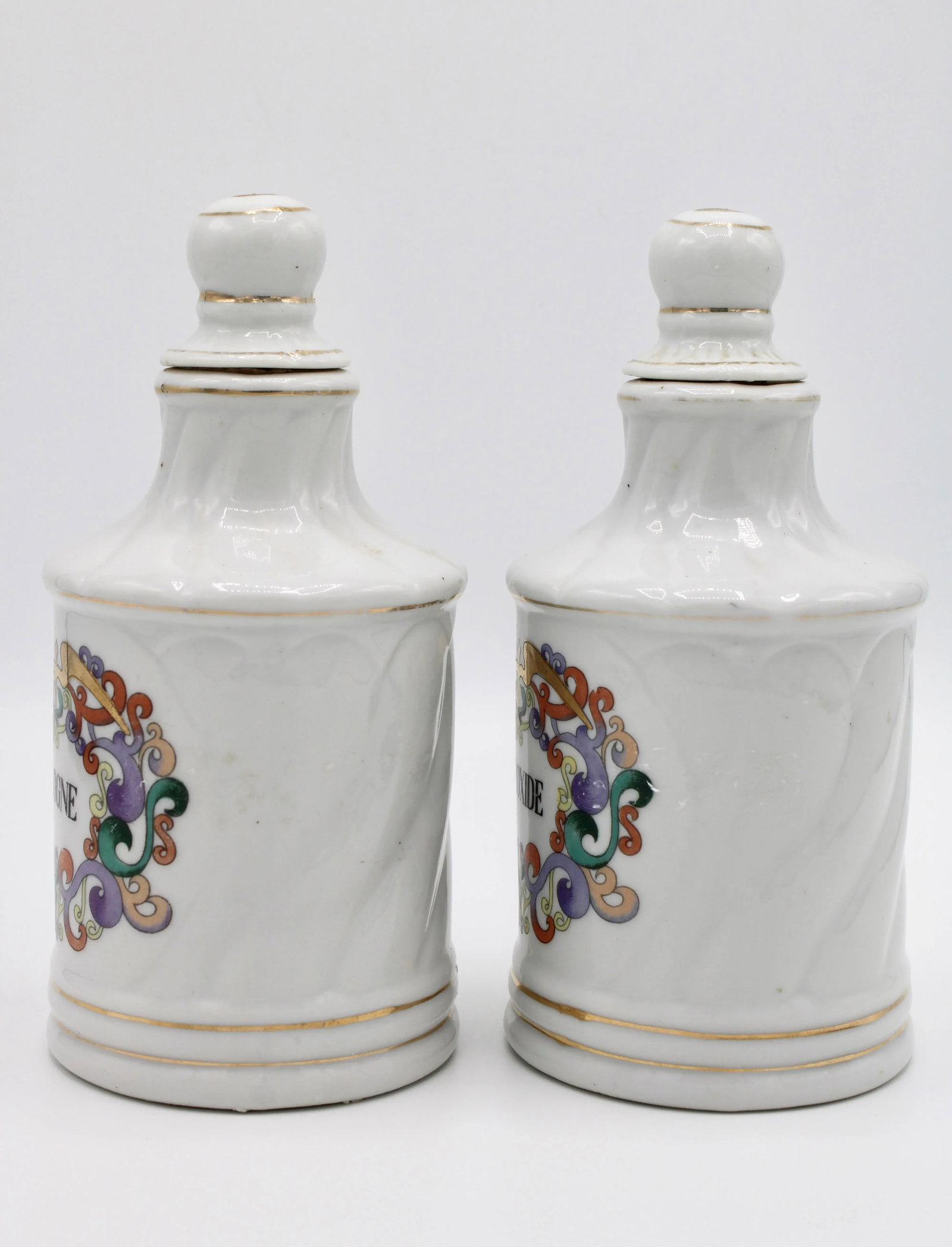 Antique French Ceramic Apothecary Jars - a Pair - 5