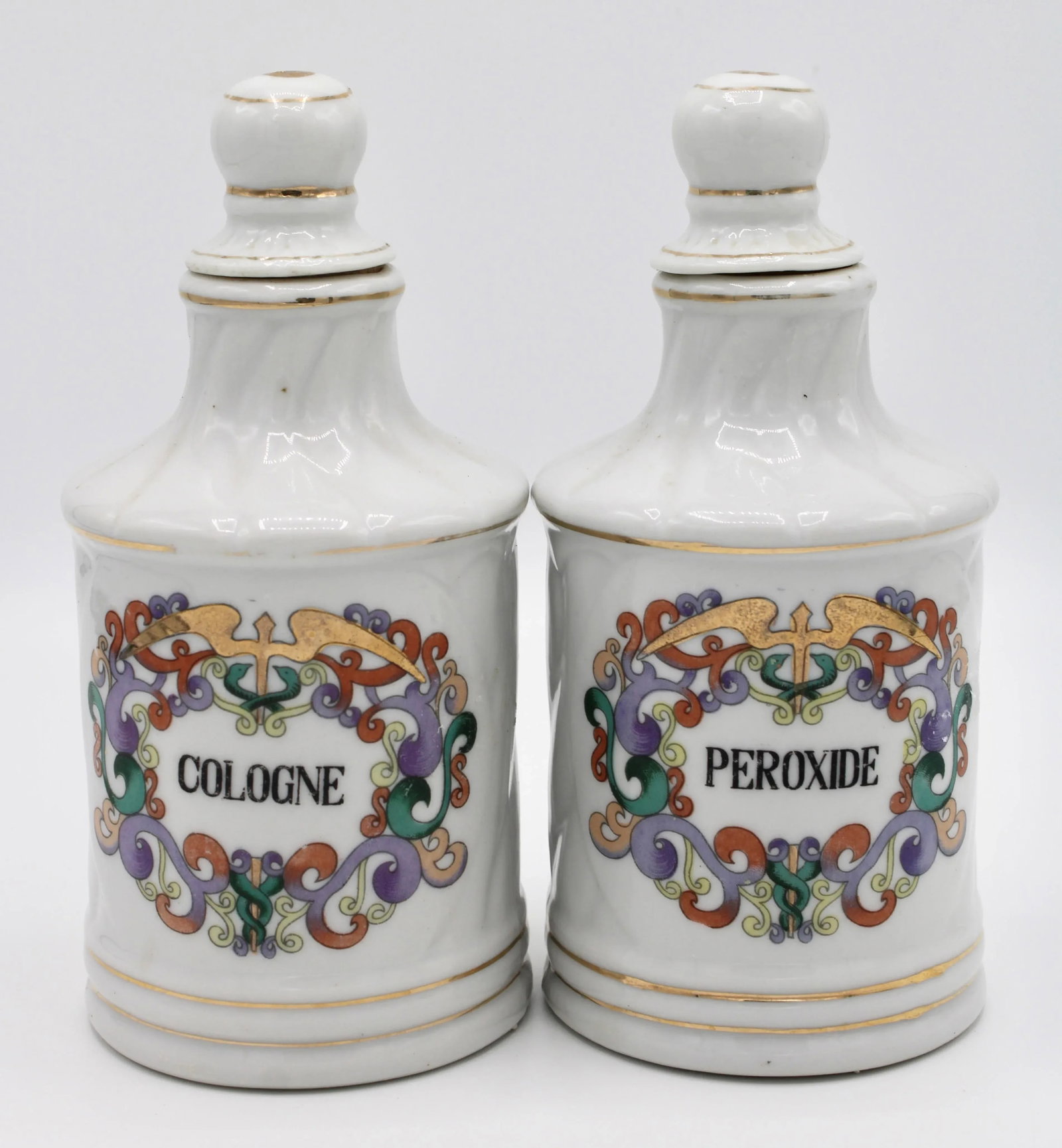 Antique French Ceramic Apothecary Jars - a Pair - 8