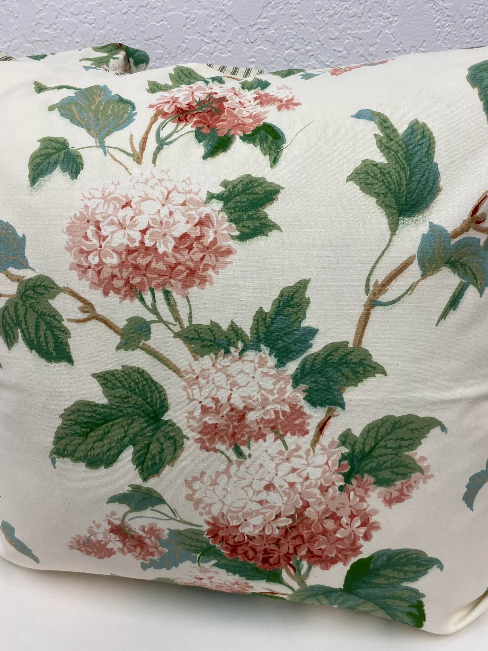 Pair of 22" Square Pillows With a Pink Hydrangea Floral Pattern - Made in Uk. - 3