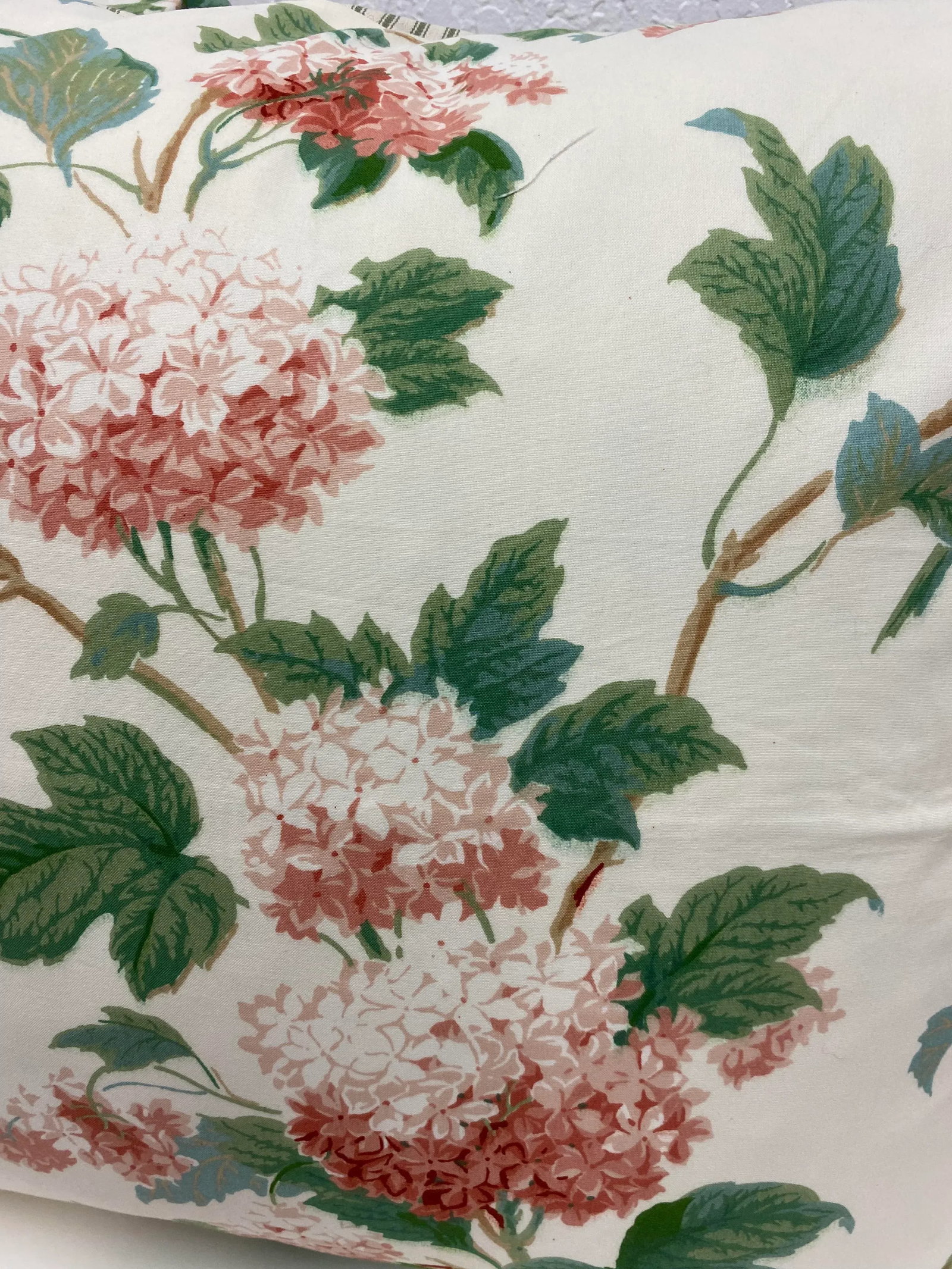 Pair of 22" Square Pillows With a Pink Hydrangea Floral Pattern - Made in Uk. - 4