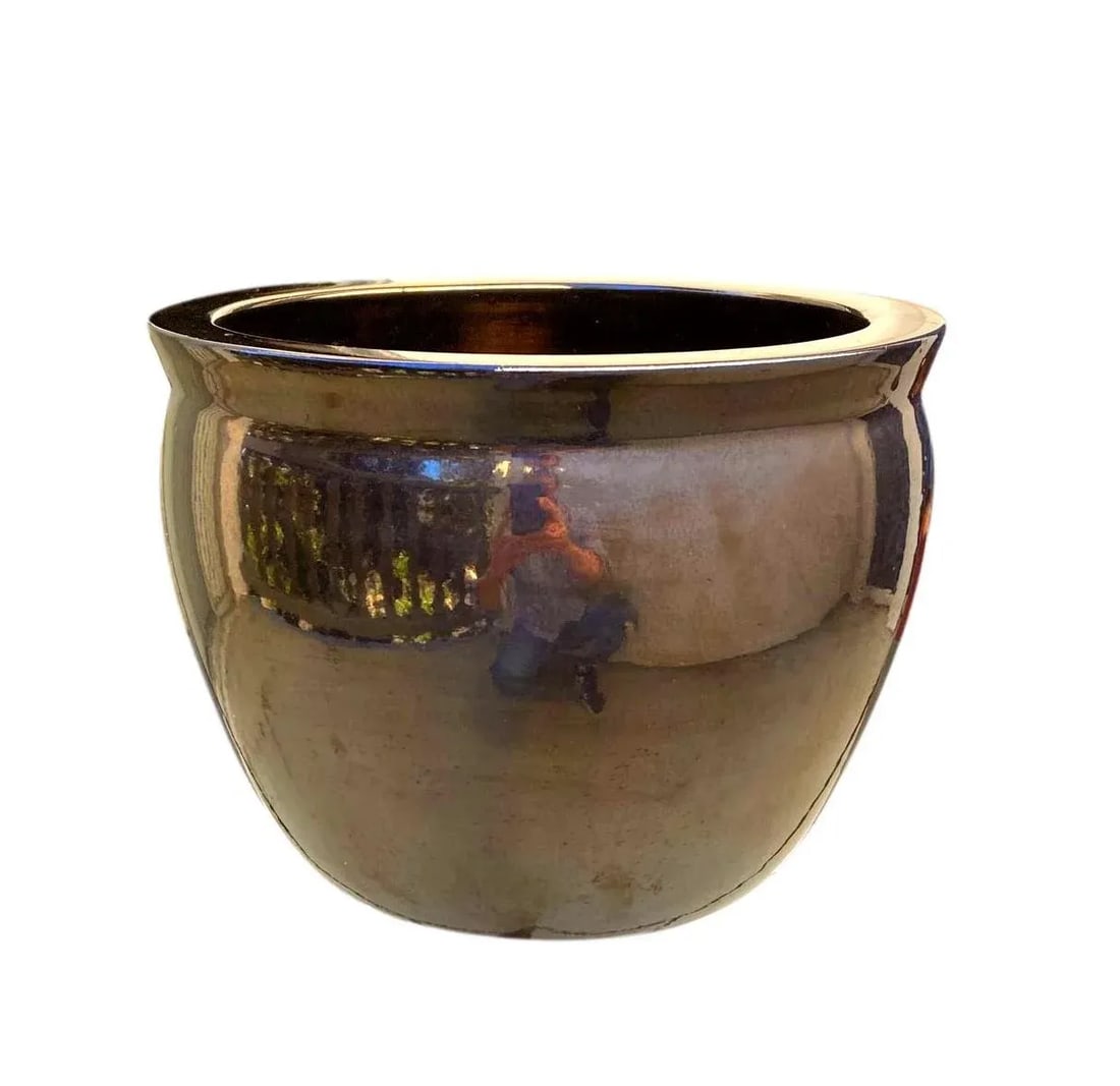 Vintage Metallic Bronze Finish Gainey Pottery Planter/Cachepot - 5