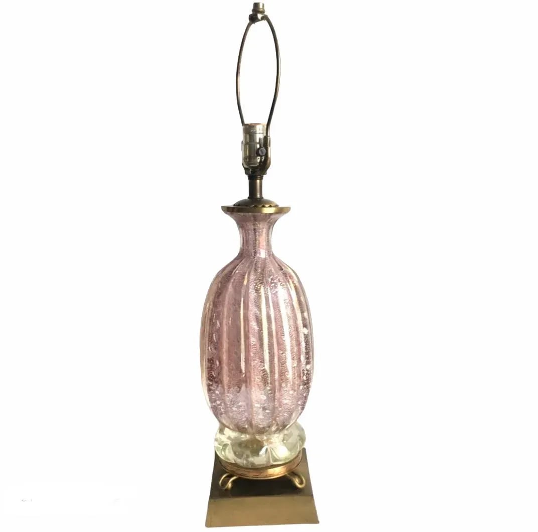 Murano Glass Bullicante Lamp in Opaline Opalescent Pink Vintage 1960s - 13