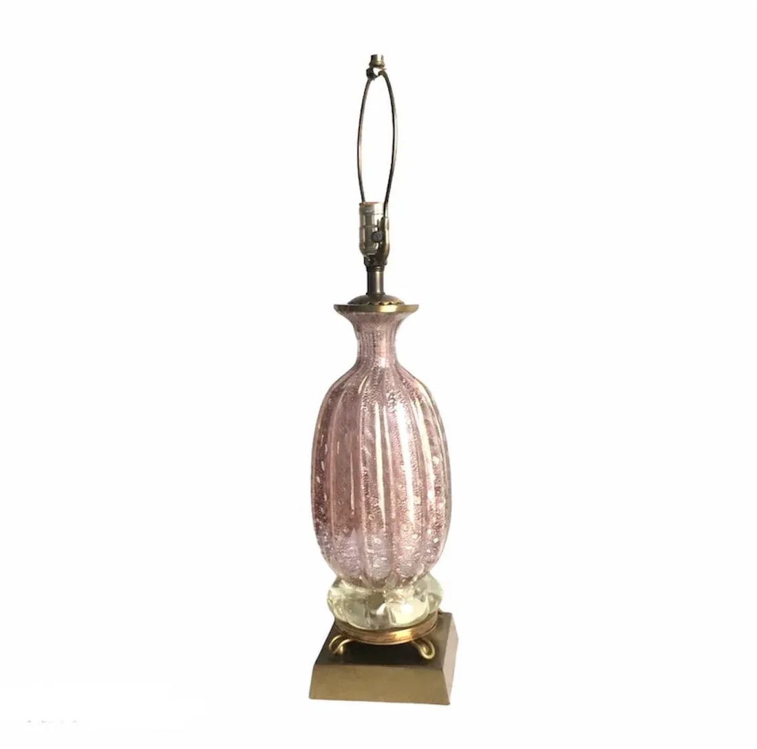 Murano Glass Bullicante Lamp in Opaline Opalescent Pink Vintage 1960s - 2