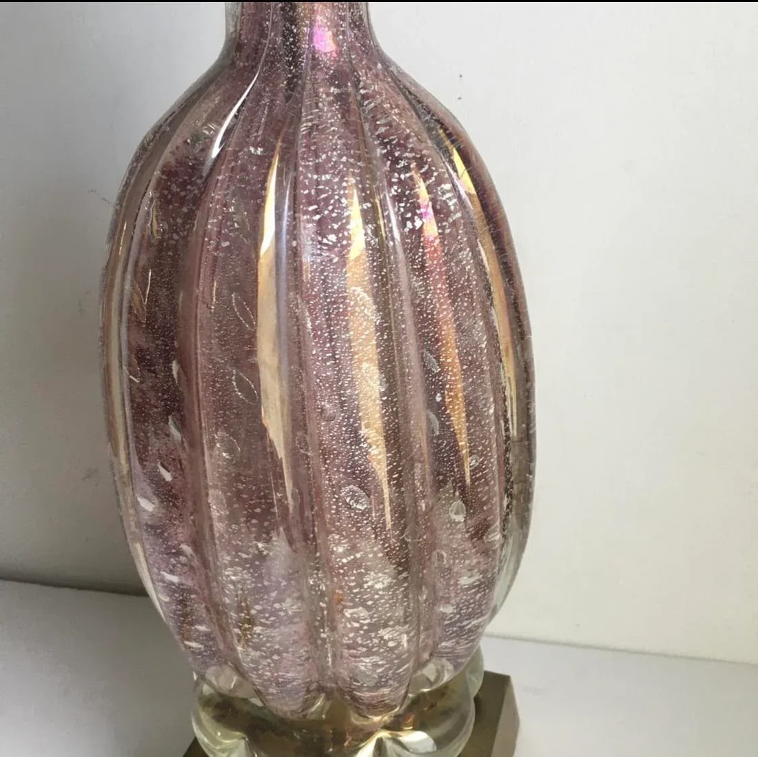 Murano Glass Bullicante Lamp in Opaline Opalescent Pink Vintage 1960s - 3