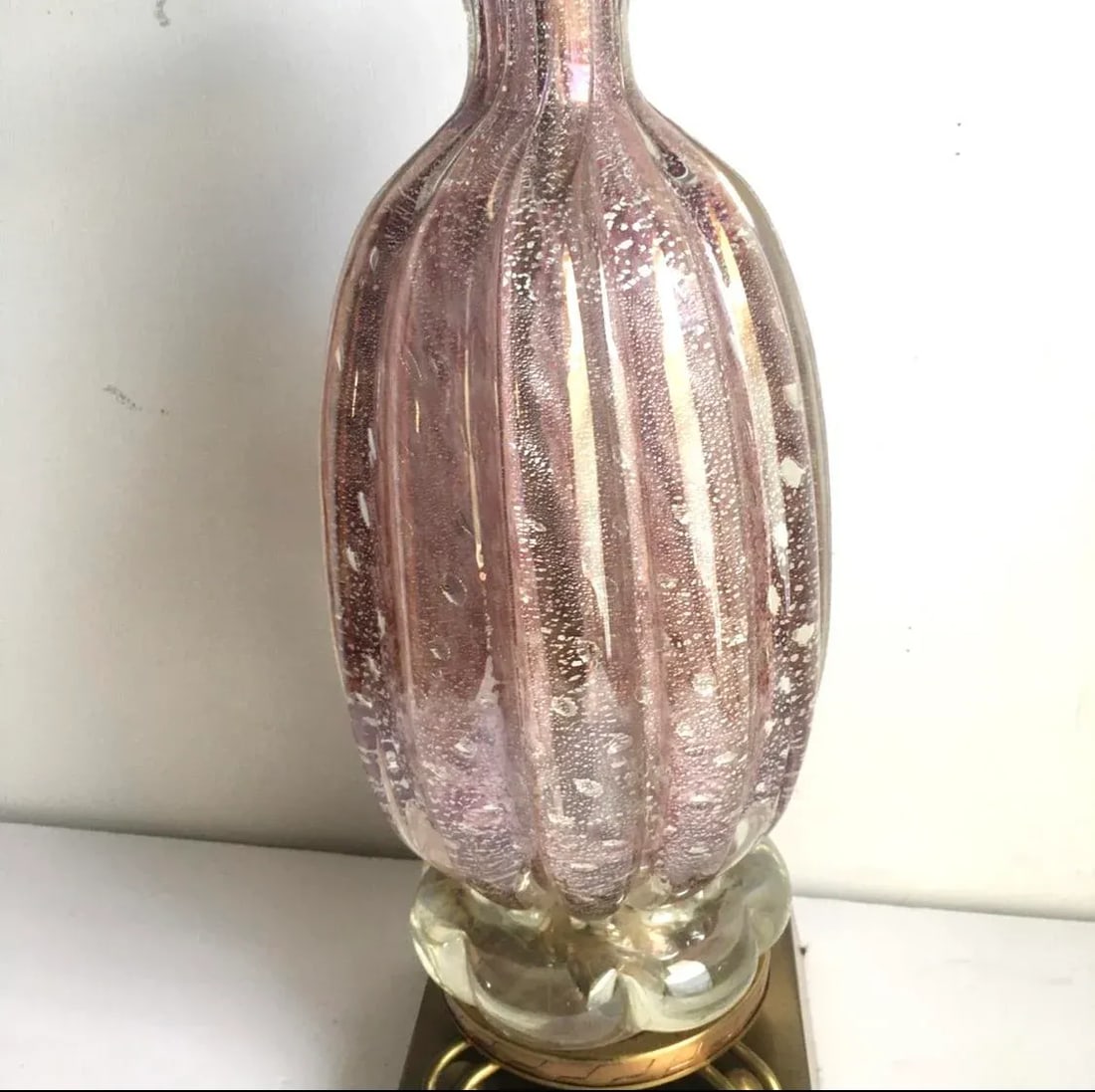 Murano Glass Bullicante Lamp in Opaline Opalescent Pink Vintage 1960s - 4