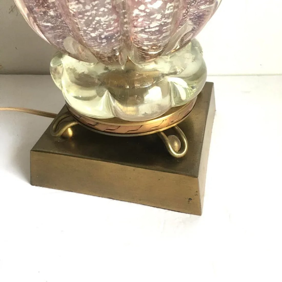 Murano Glass Bullicante Lamp in Opaline Opalescent Pink Vintage 1960s - 6