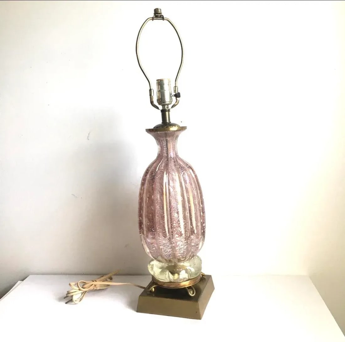 Murano Glass Bullicante Lamp in Opaline Opalescent Pink Vintage 1960s - 7