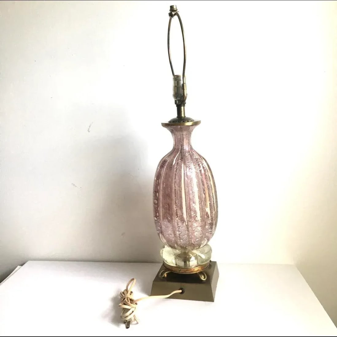 Murano Glass Bullicante Lamp in Opaline Opalescent Pink Vintage 1960s - 8
