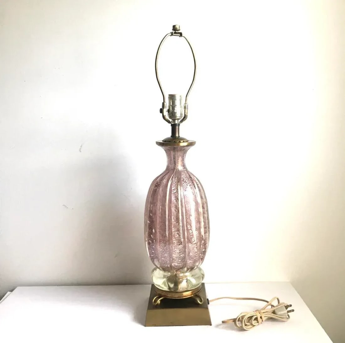 Murano Glass Bullicante Lamp in Opaline Opalescent Pink Vintage 1960s - 9