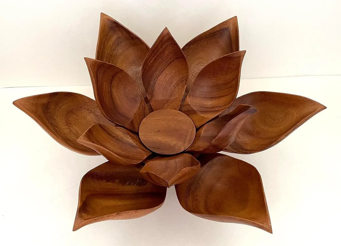 Mid-Century Lotus Flower Serving Centerpiece Set - 13 Pieces - 2