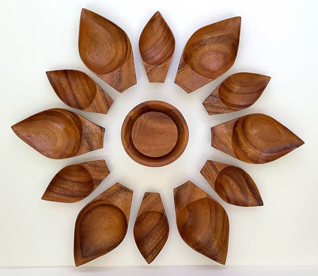Mid-Century Lotus Flower Serving Centerpiece Set - 13 Pieces - 3