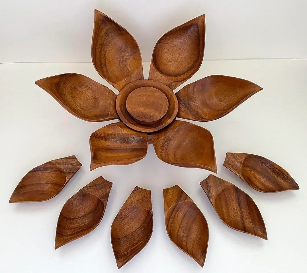 Mid-Century Lotus Flower Serving Centerpiece Set - 13 Pieces - 4