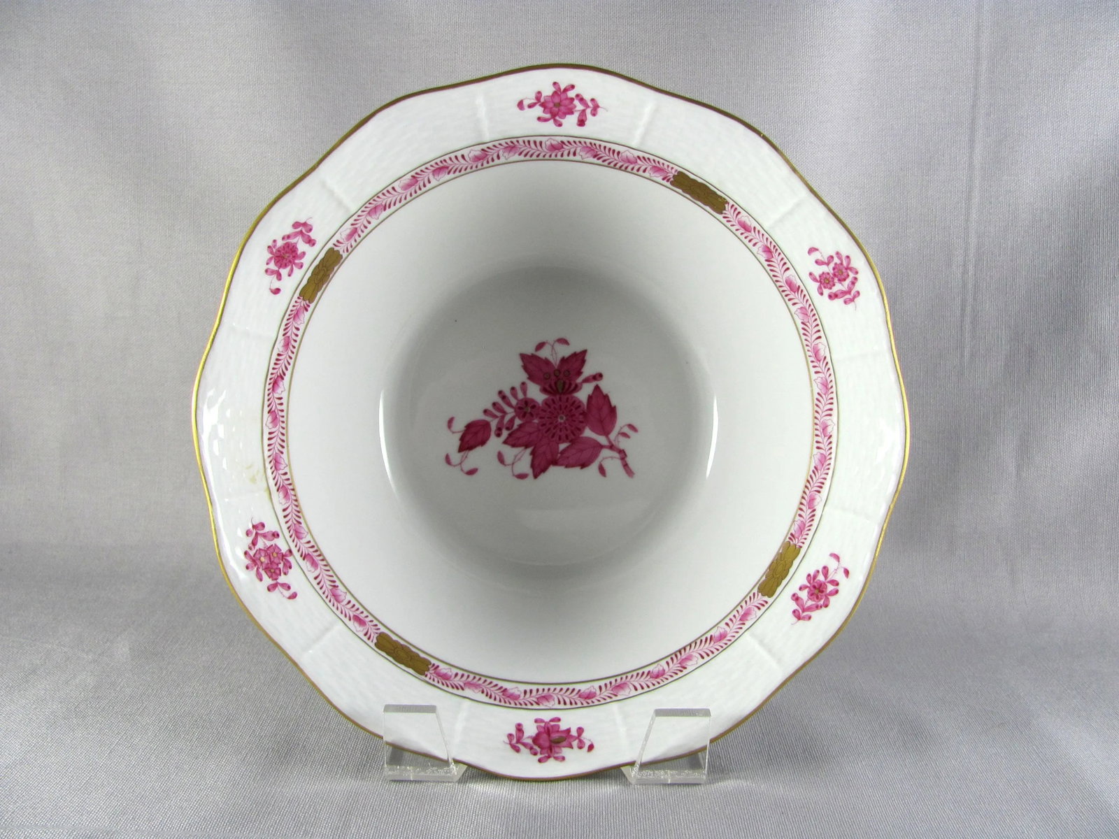 7-3/4" Herend Chinese Bouquet Raspberry Round Vegetable Serving Bowl - 2