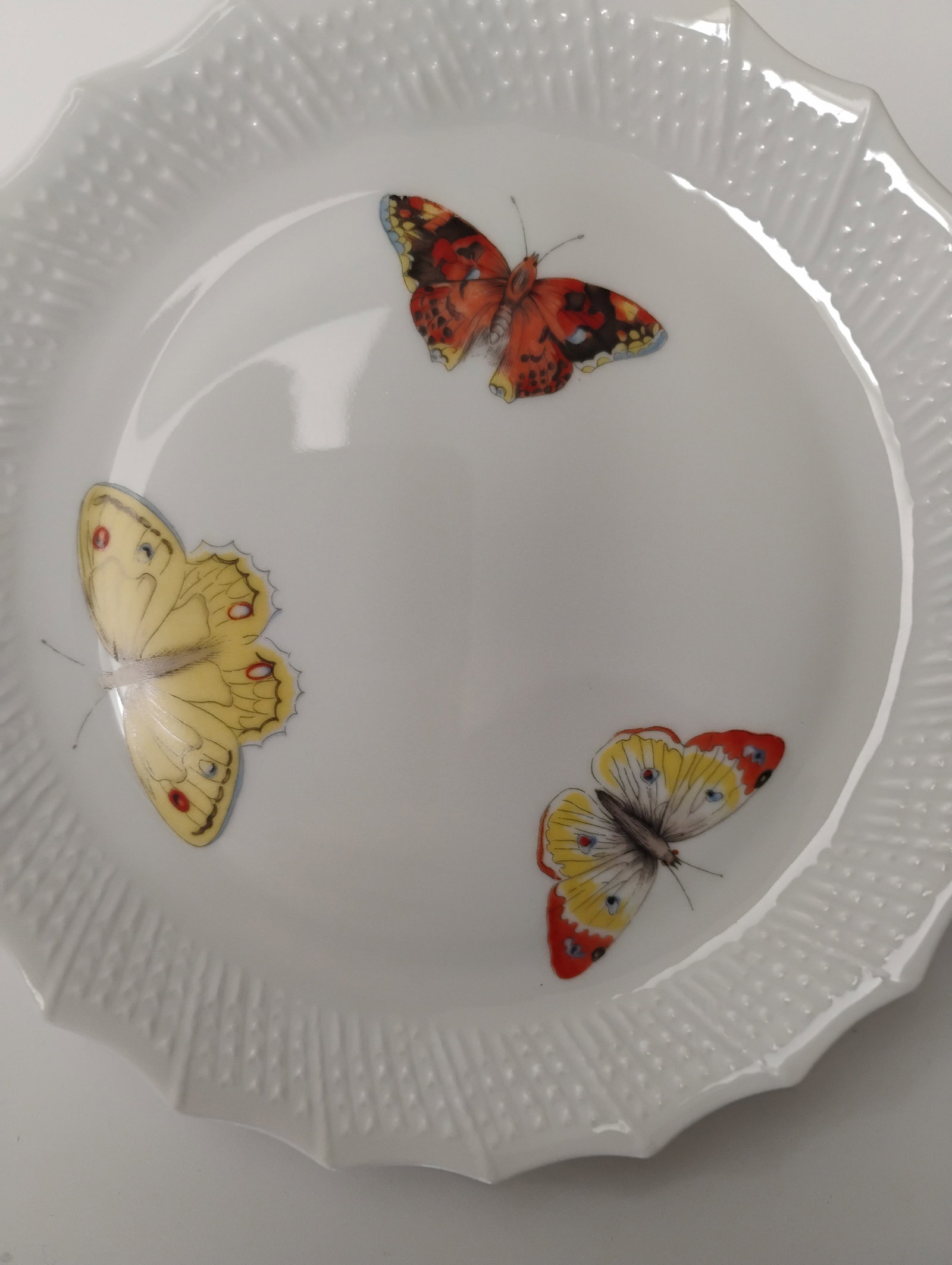 Mid 20th Century Chastagner Limoge Butterfly Motif Desert Plates - Set of 10 - 6