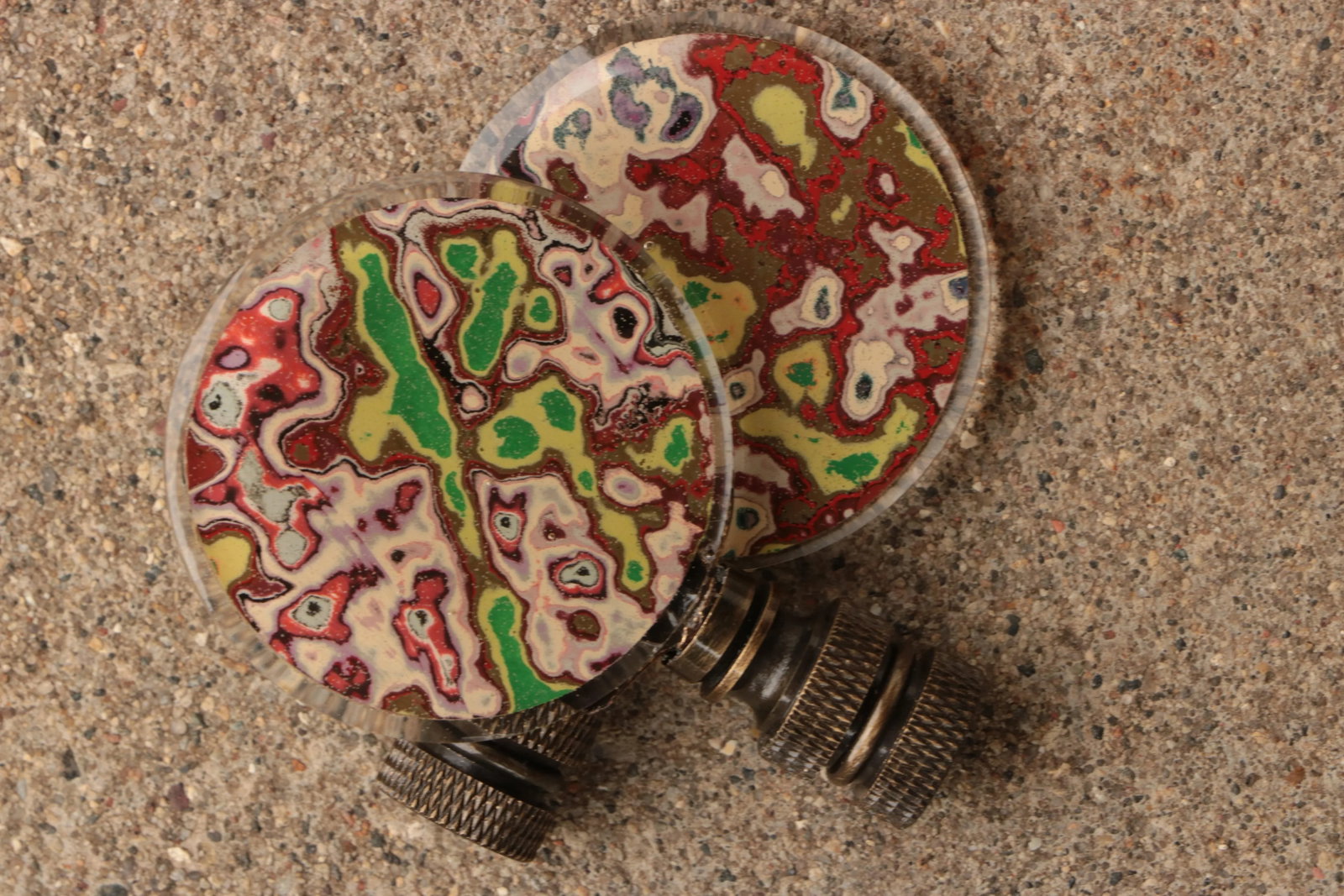 Marbled Graffiti Lamp Finials - a Pair - 2