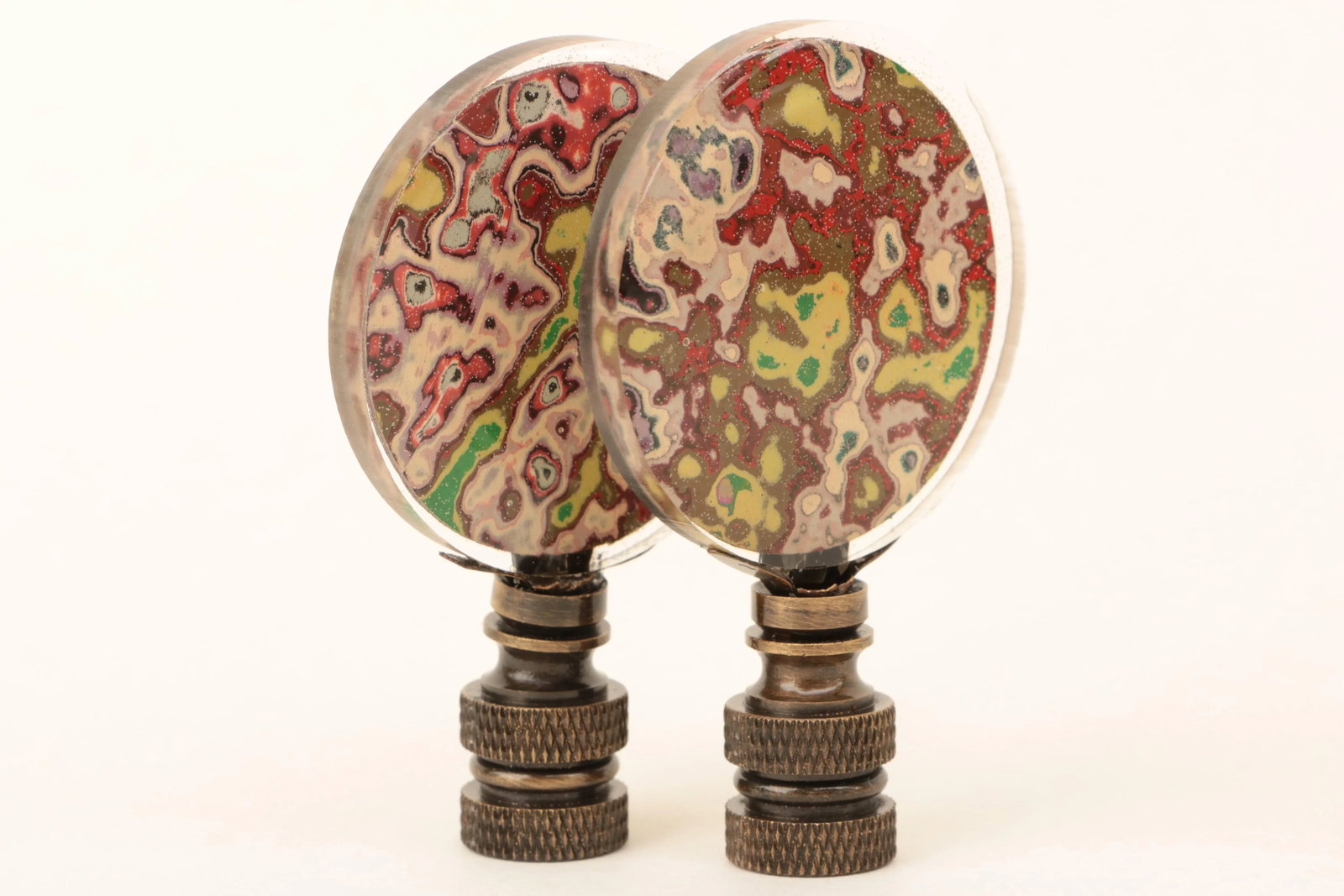 Marbled Graffiti Lamp Finials - a Pair - 3