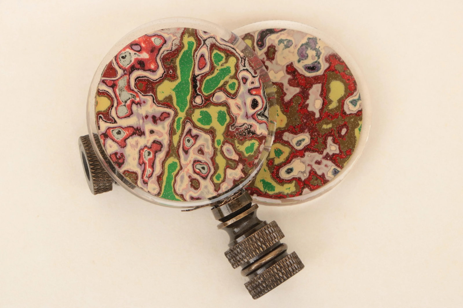 Marbled Graffiti Lamp Finials - a Pair - 4