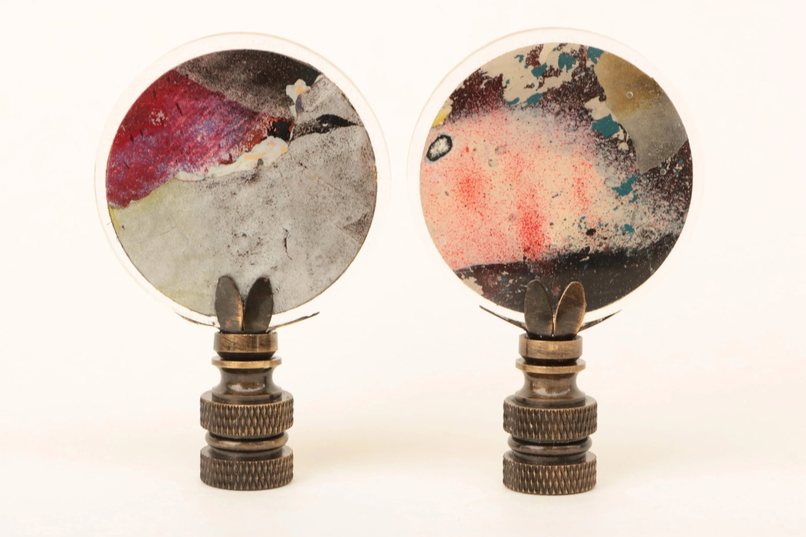 Marbled Graffiti Lamp Finials - a Pair - 5