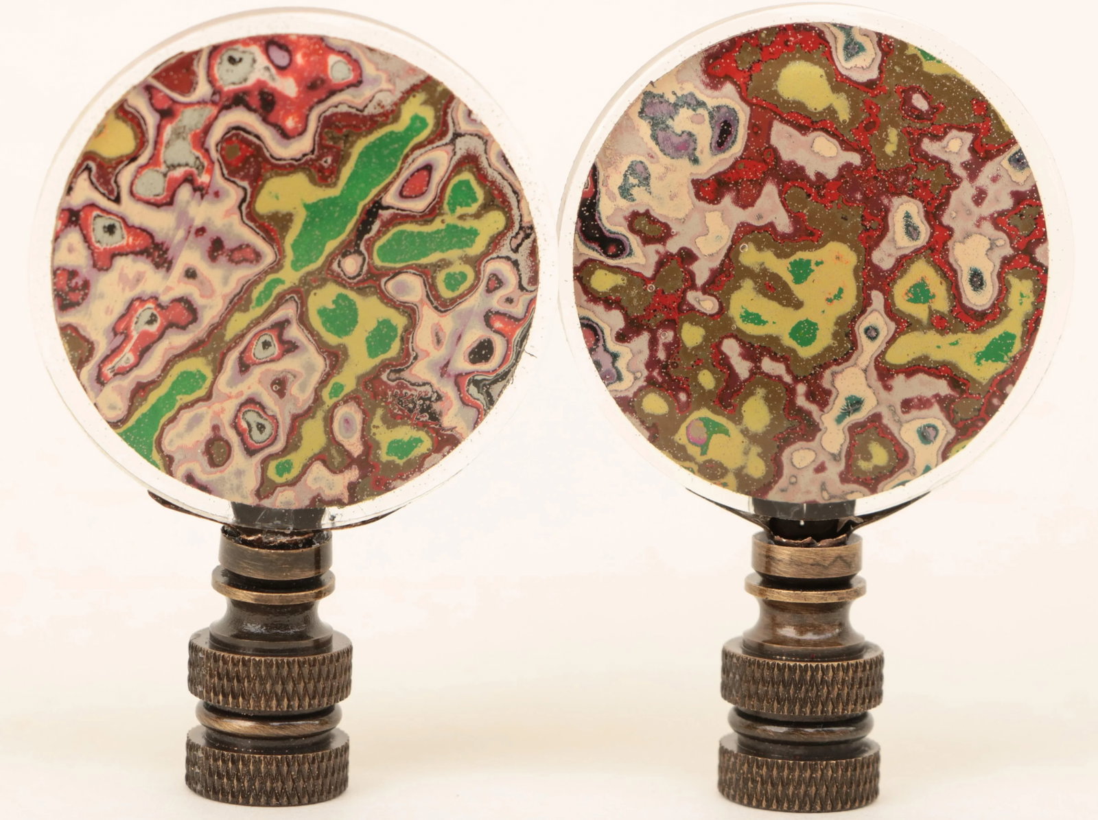 Marbled Graffiti Lamp Finials - a Pair - 6