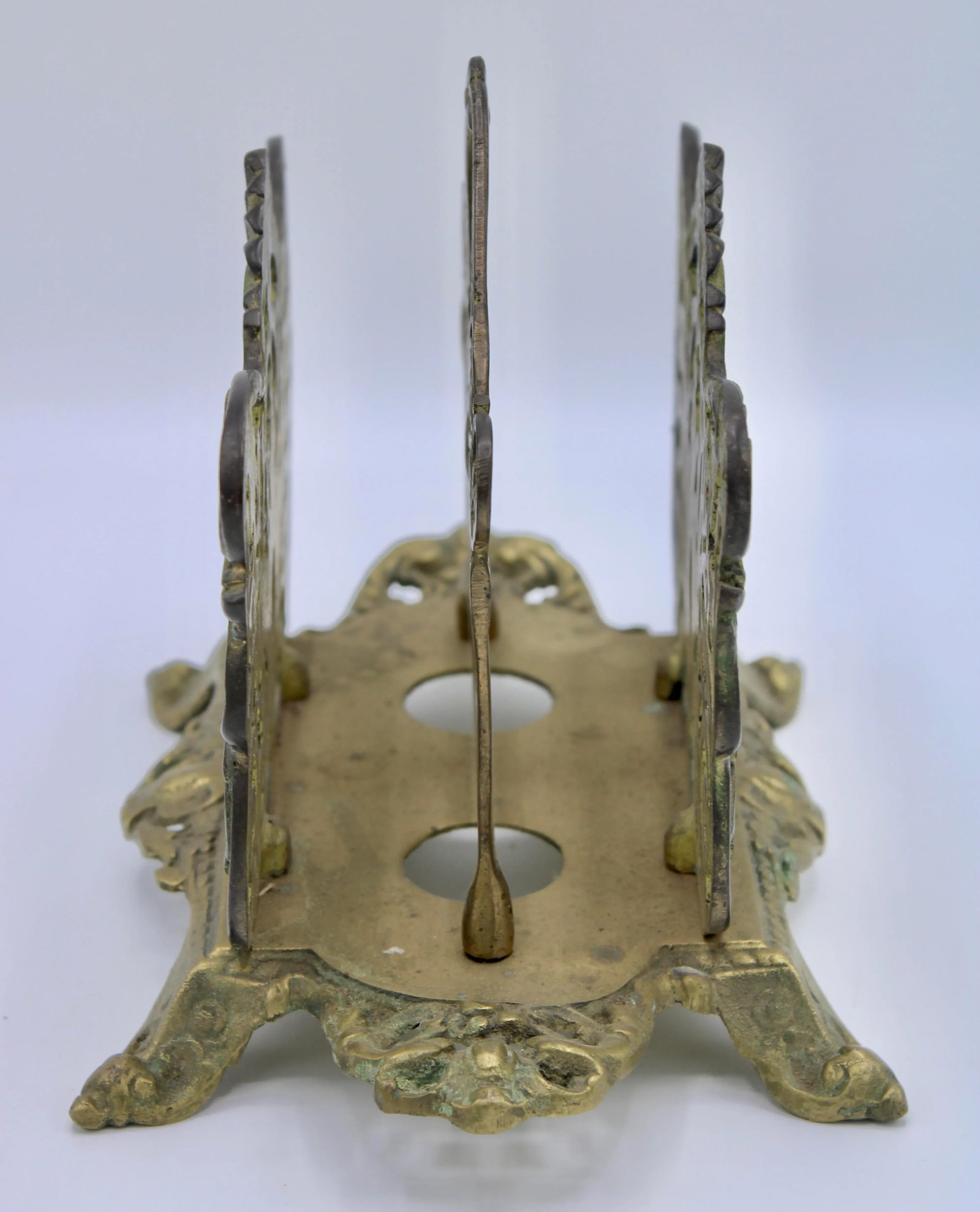 Antique Art Nouveau French Brass Letter Rack / Stationary Holder - 10
