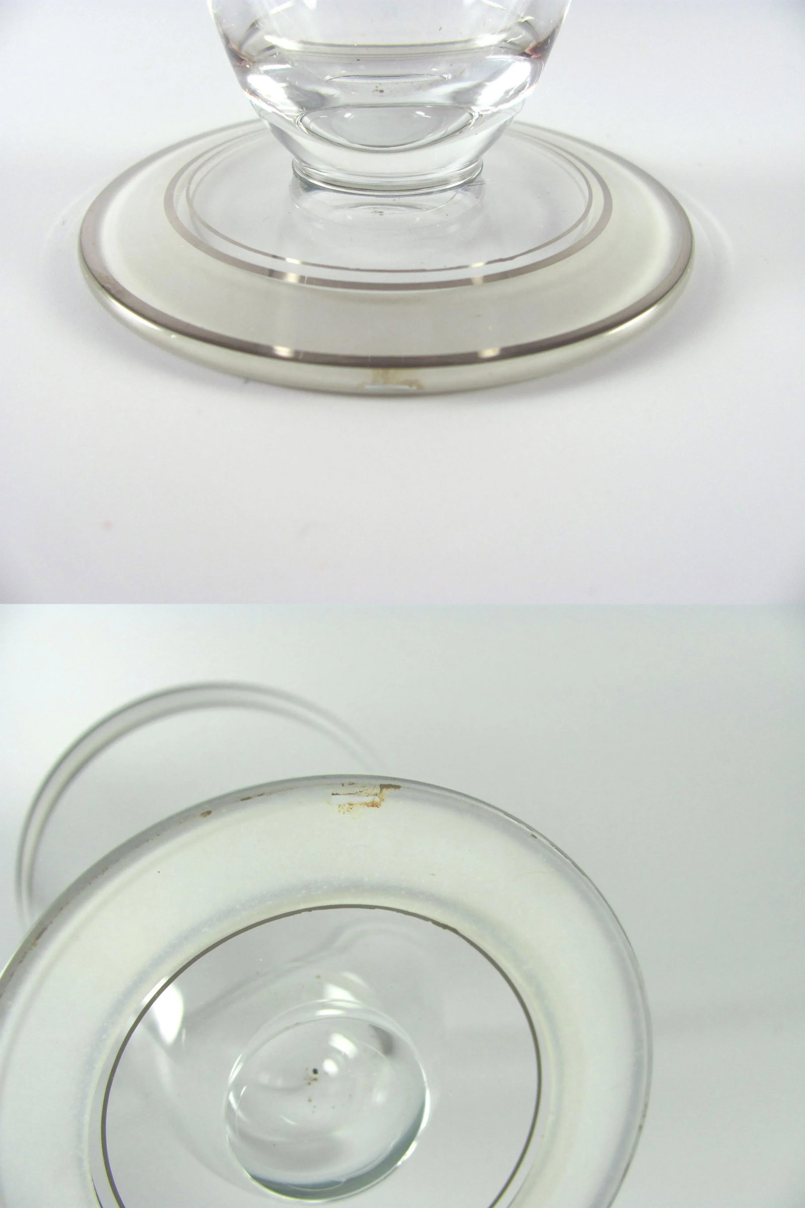 1930s Art Deco Platinum and Frosted Band Footed Conical Glass Tumblers - Set of 10 - 4