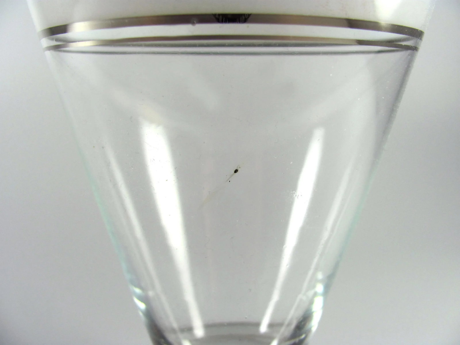 1930s Art Deco Platinum and Frosted Band Footed Conical Glass Tumblers - Set of 10 - 6