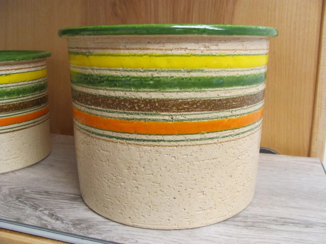 Bitossi for Rosenthal Netter - Set of 3 Circa 1960s Stripped Multi Color Ceramic Nesting Vases / Pot - 4