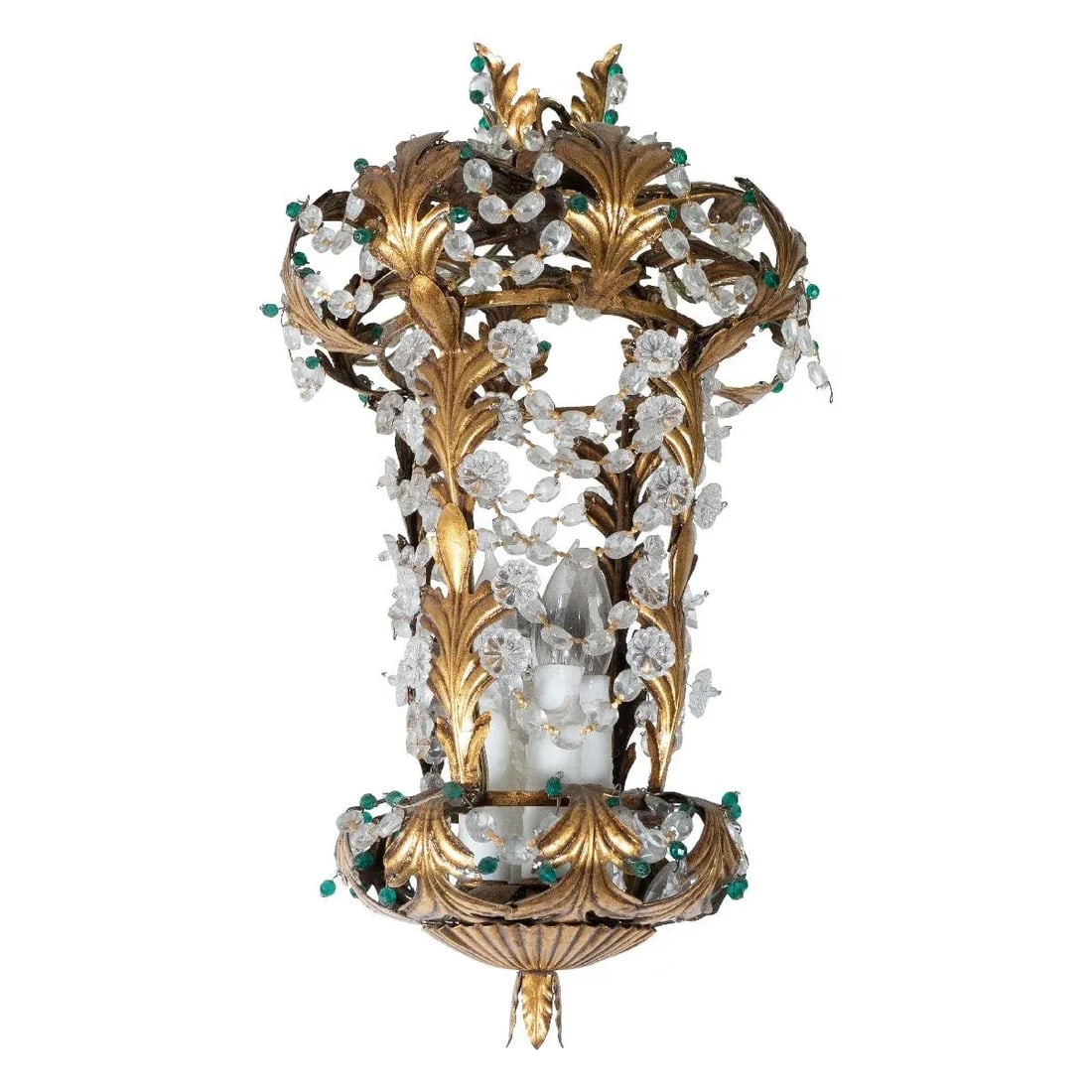 Vintage 1960s Gilt Metal and Crystal Lantern Style Pendant - 11