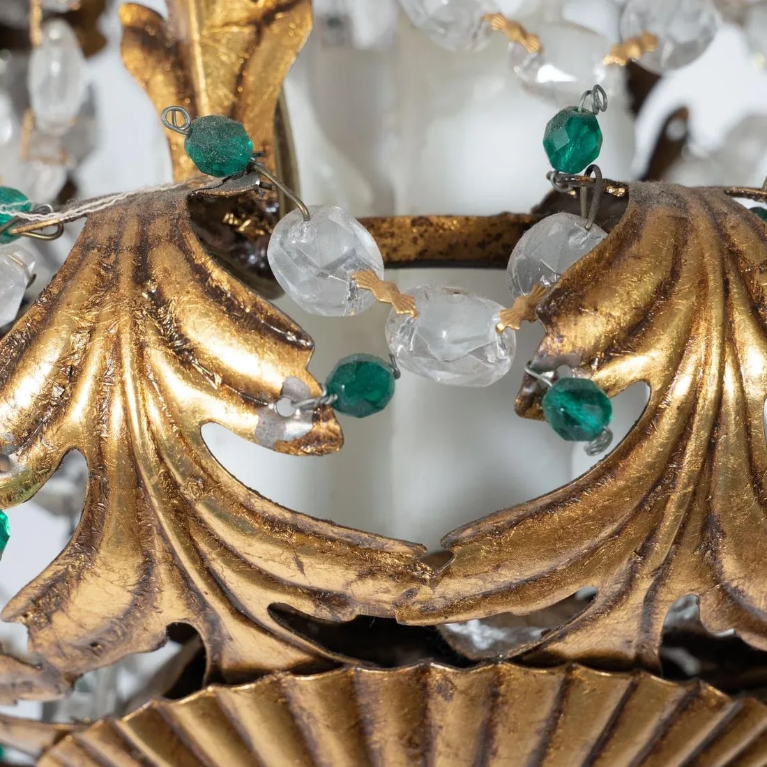Vintage 1960s Gilt Metal and Crystal Lantern Style Pendant - 5