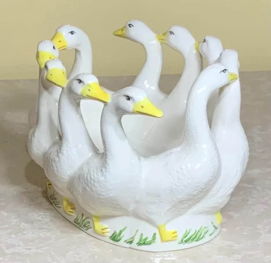 Vintage Porcelain Ducks Candy Dish - 3