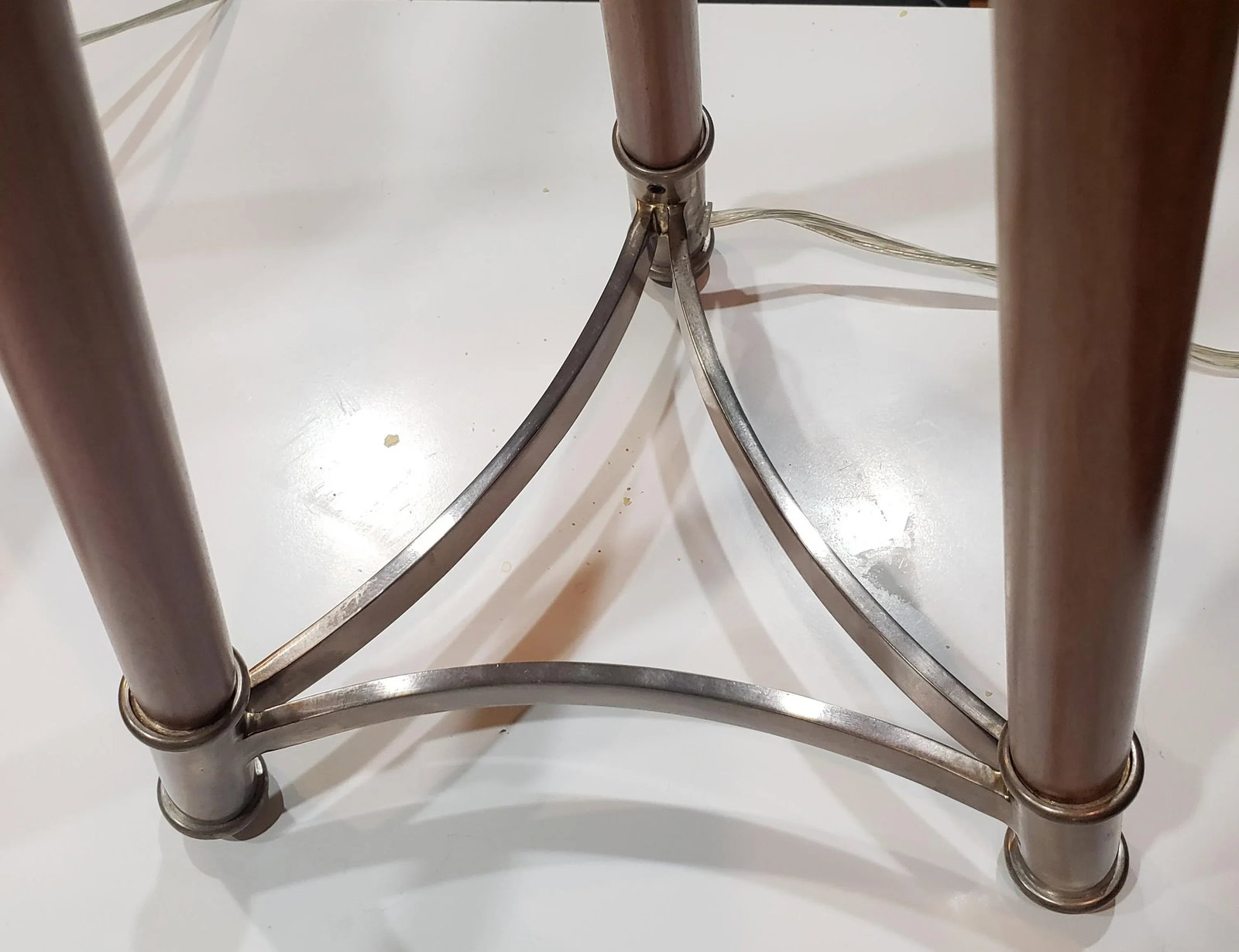 1970s Solid Maple and Nickel Tripod Table Lamps - a Pair - 3