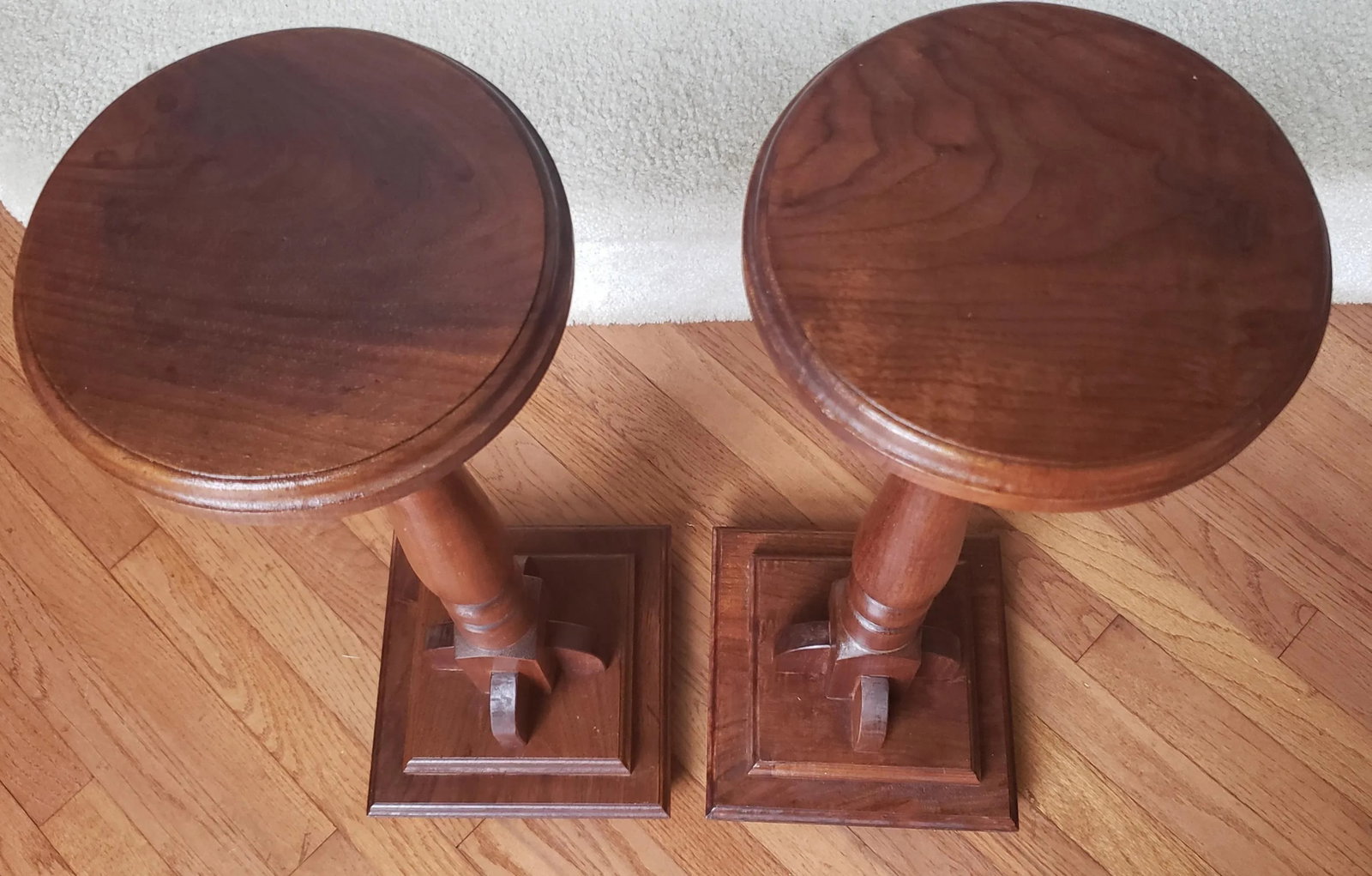Vintage Torcheres Victorian Style Solid Mahogany Plant Stands - a Pair - 5