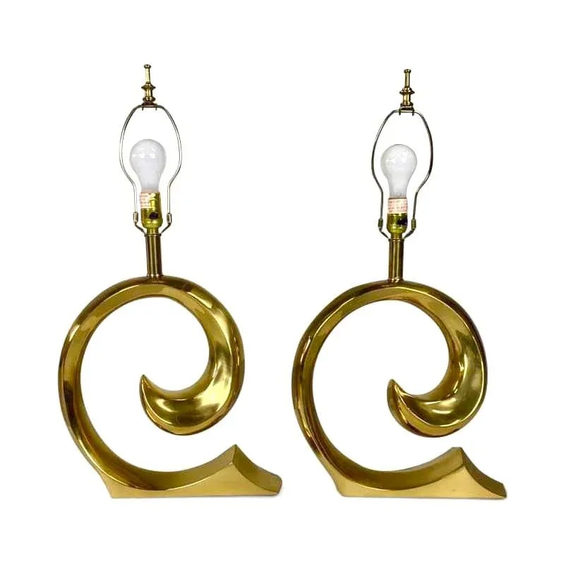 1970s Erwin Lambeth for Pierre Cardin Solid Brass Lamps - A Pair - 7