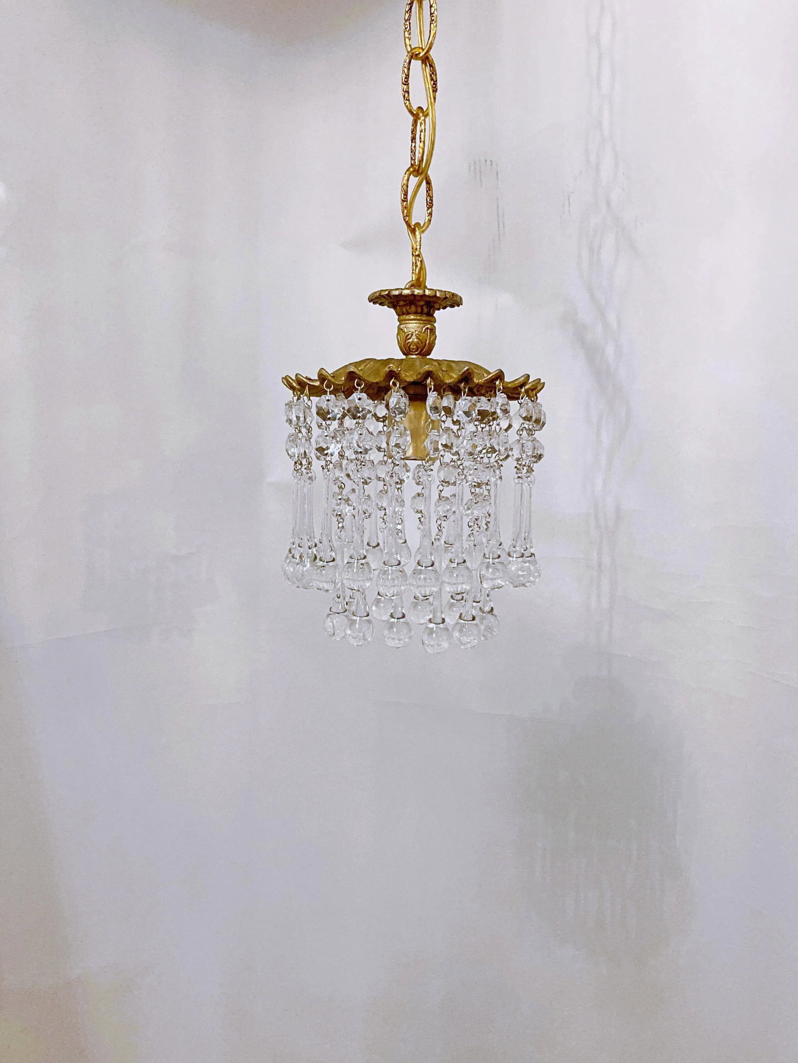 Italian Brass Upside Down Layered Cake Chandelier - 2
