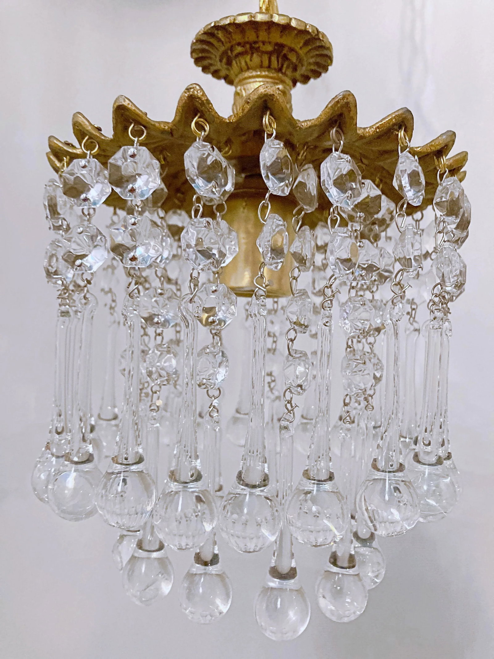 Italian Brass Upside Down Layered Cake Chandelier - 3