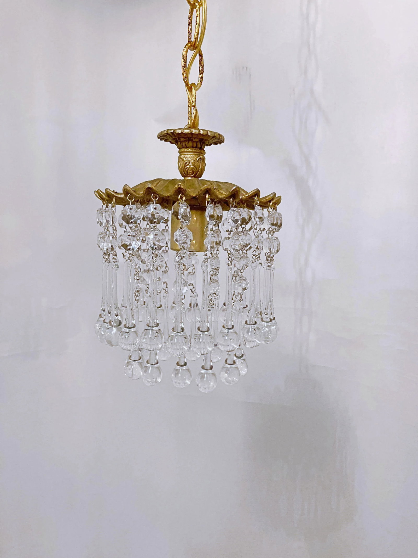 Italian Brass Upside Down Layered Cake Chandelier - 7