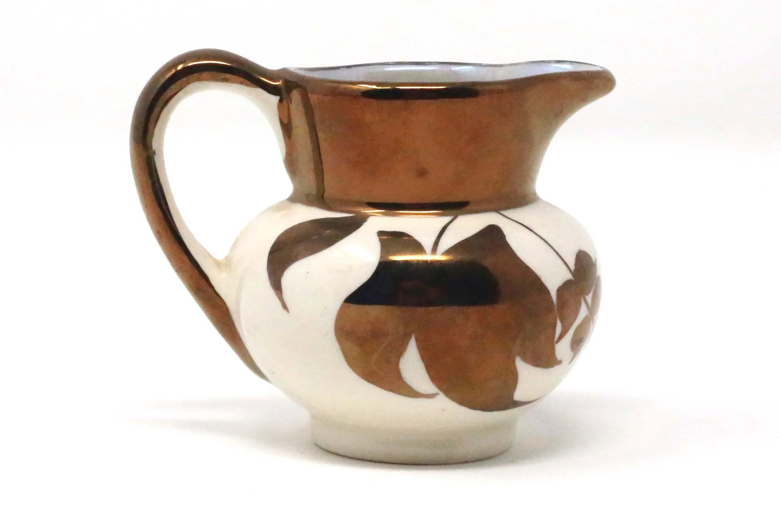 Vintage Hand-Painted Gilt Leaves Porcelain Creamer Pitcher by Lancaster & Sandland - 2