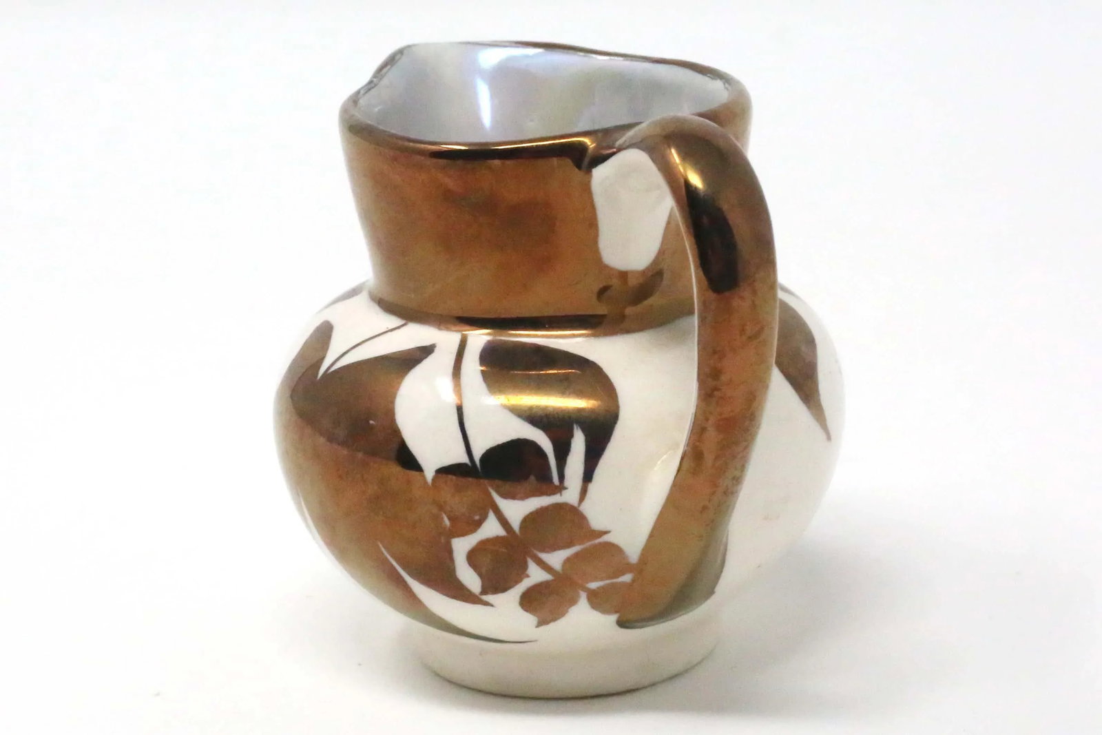 Vintage Hand-Painted Gilt Leaves Porcelain Creamer Pitcher by Lancaster & Sandland - 3