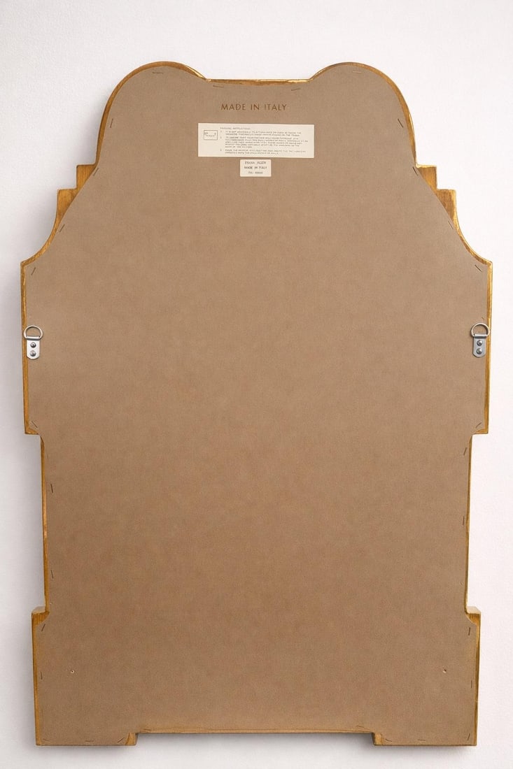 1980s Italian Gold Leaf Arched Mirror in the Manor of LaBarge Stepped Profile Scroll Corners - 6