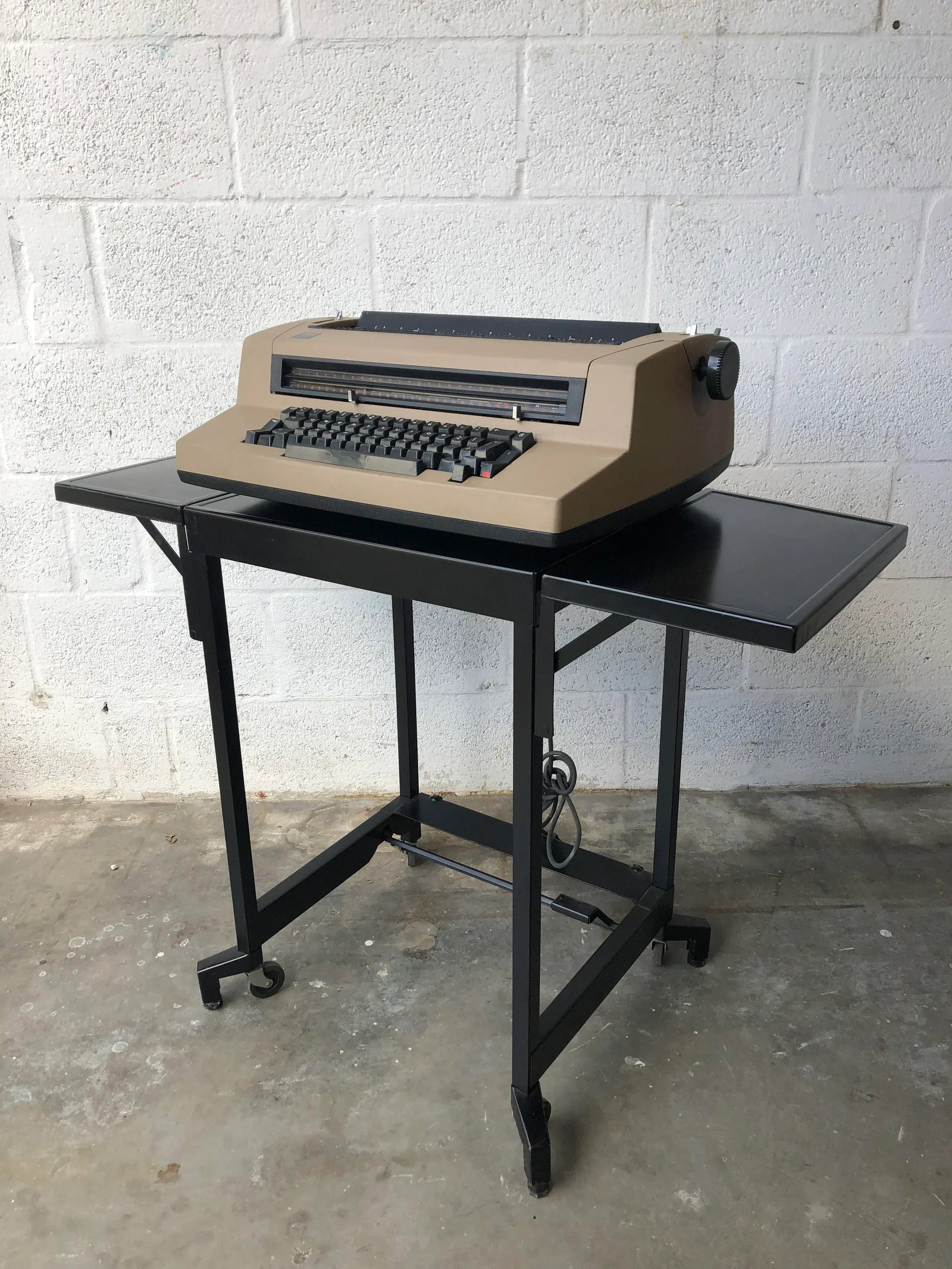 Vintage1970s Ibm Electric Typewriter on Rolling Steel Drop Leaf Cart - 2