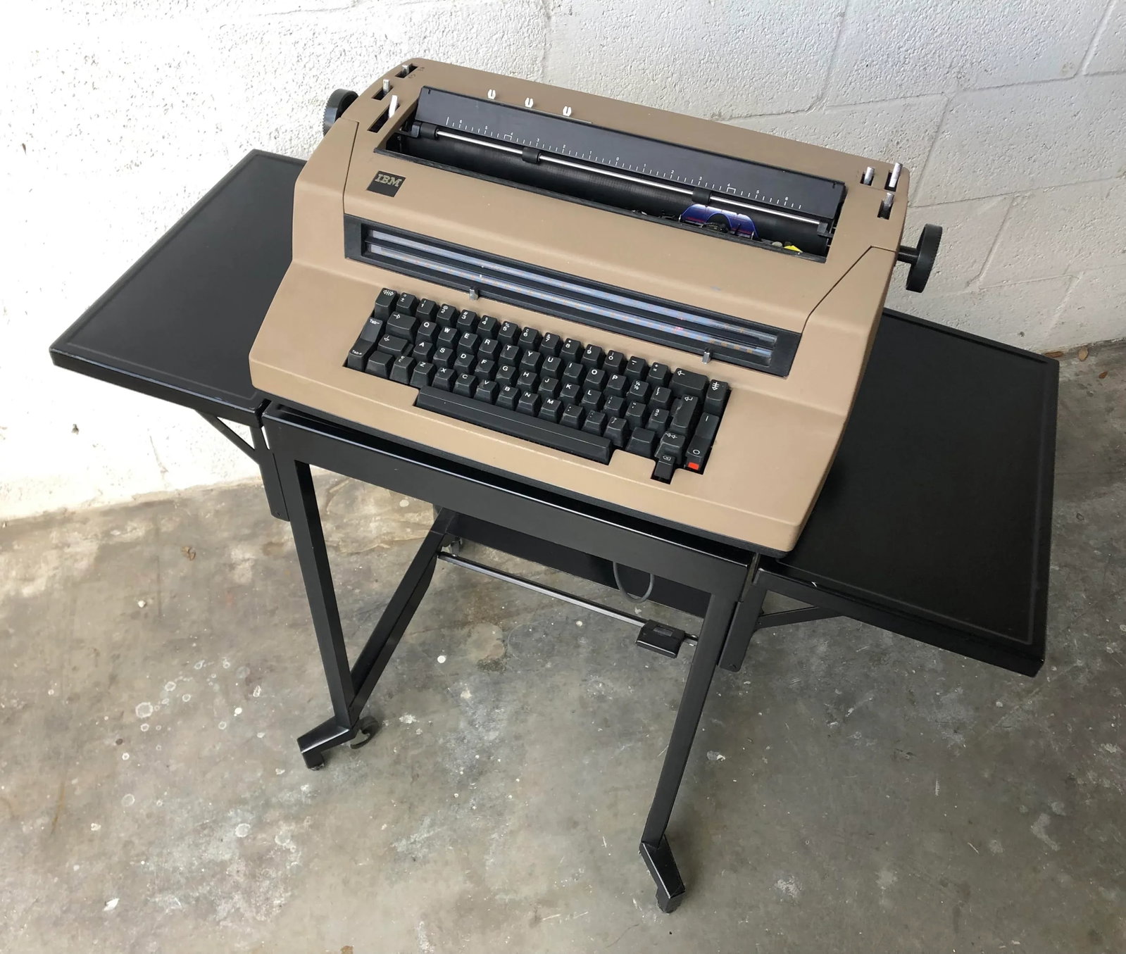 Vintage1970s Ibm Electric Typewriter on Rolling Steel Drop Leaf Cart - 3