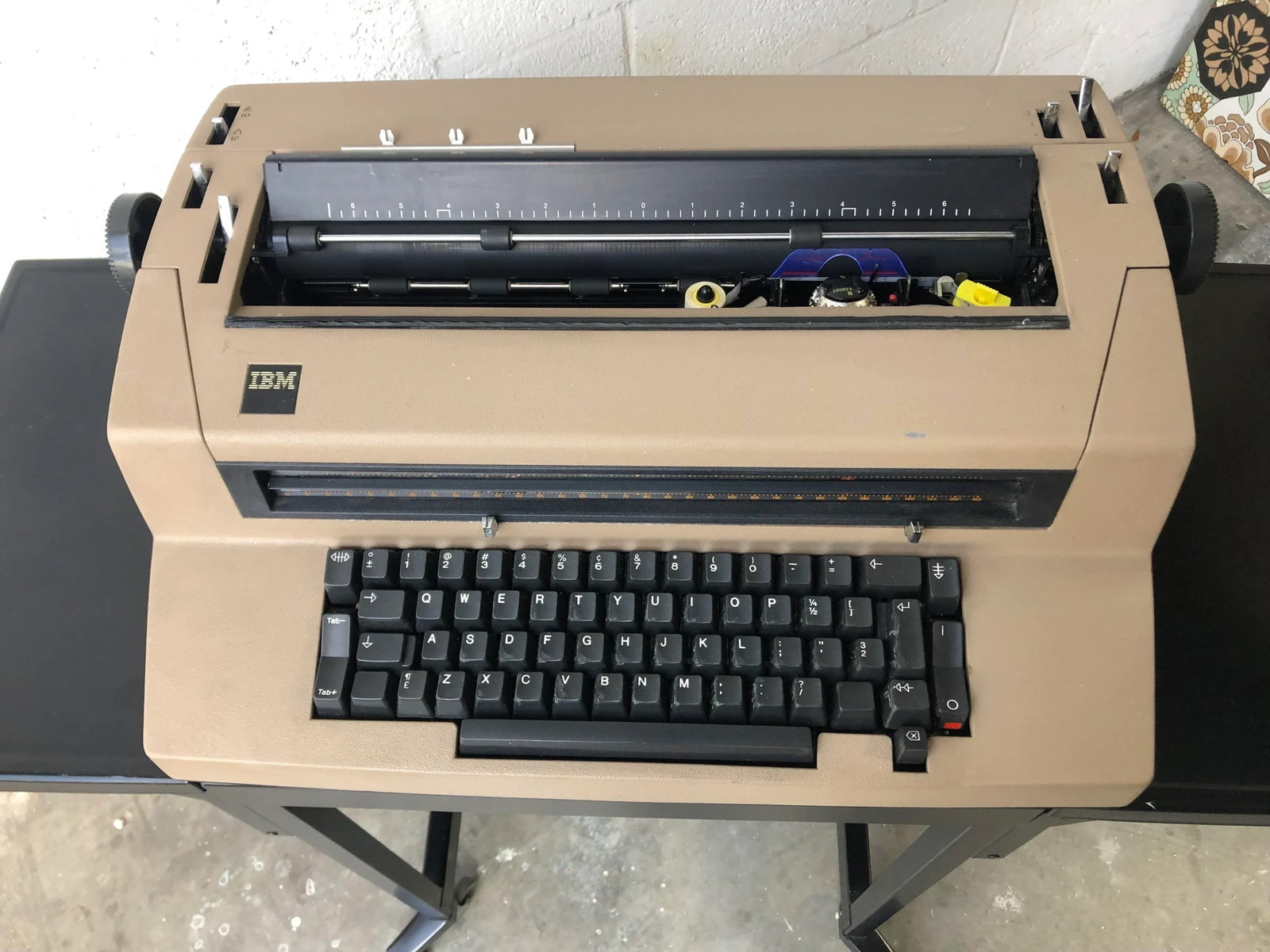 Vintage1970s Ibm Electric Typewriter on Rolling Steel Drop Leaf Cart - 6