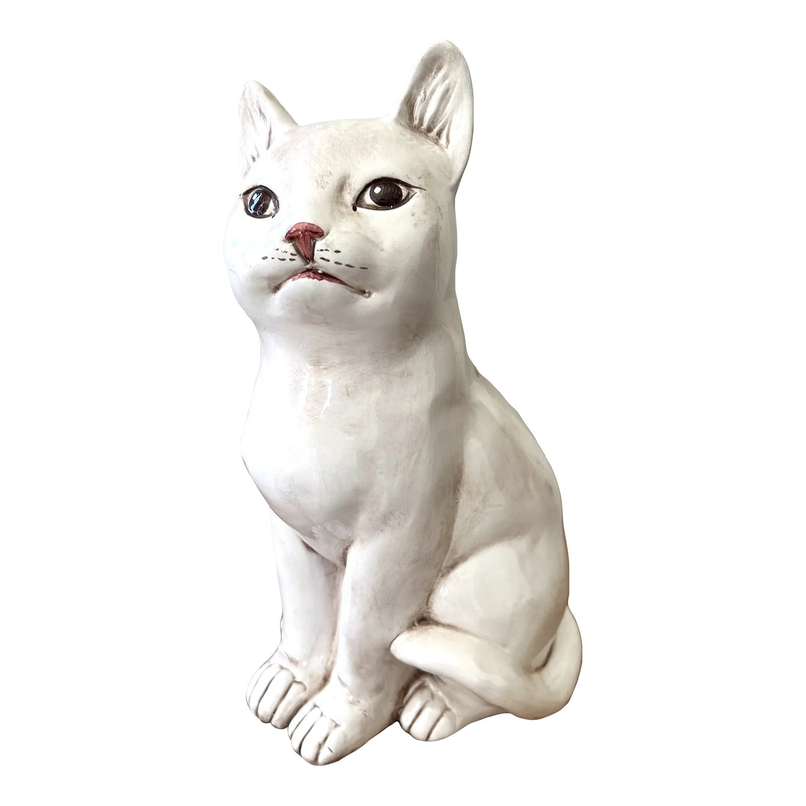 Mid 20th Century Italian Ceramic Cat Figurine Signed Bell Euorpa Italy: Gorgeous porcelain vintage made in Italy cat figurine. The beautiful detailed hand painted pink, yellow and green flowers on back of this cute cat adds to this unique home decor. Perfect for sunroom, 