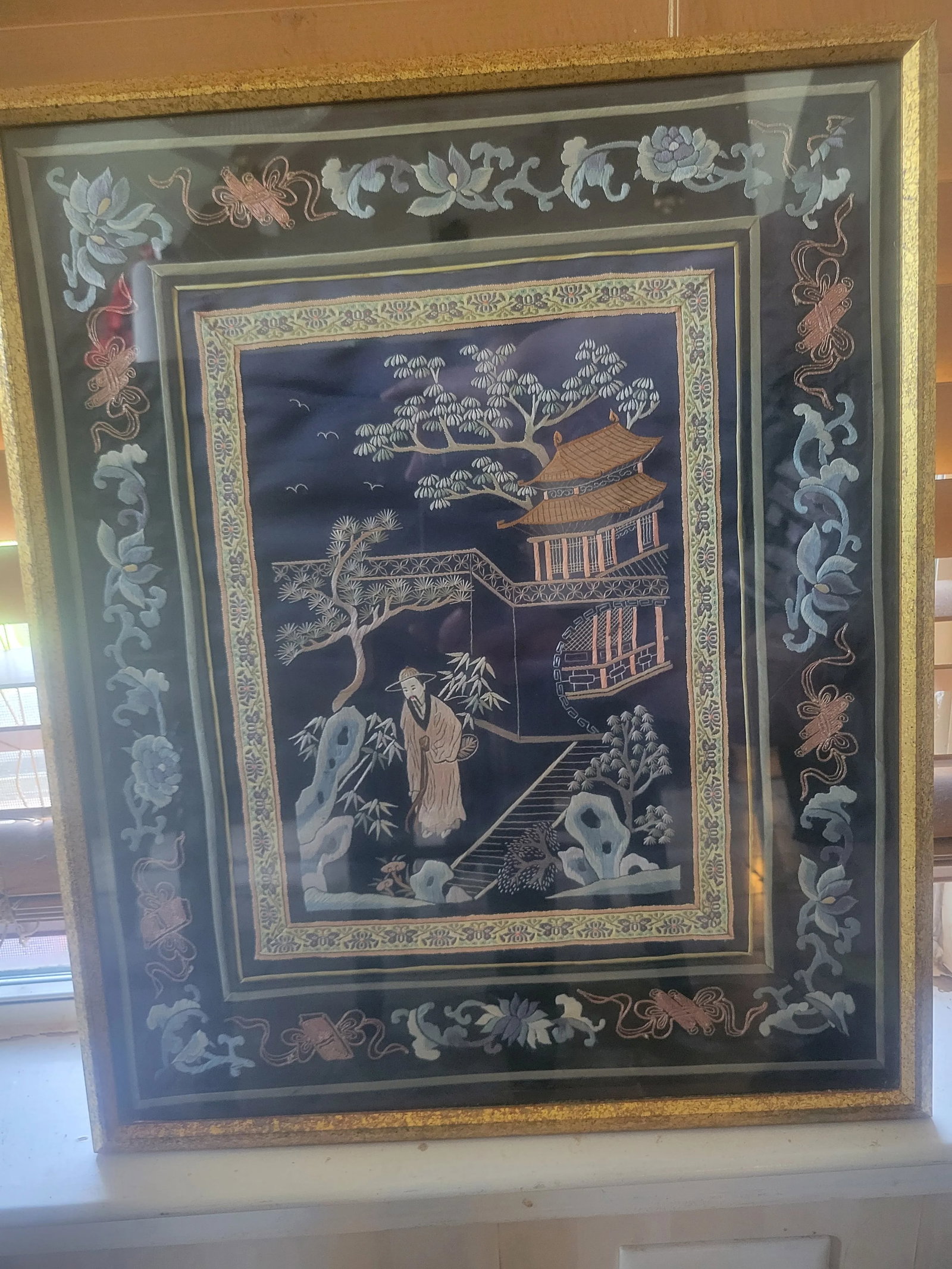 Vintage Asian Framed Embroidery - 10