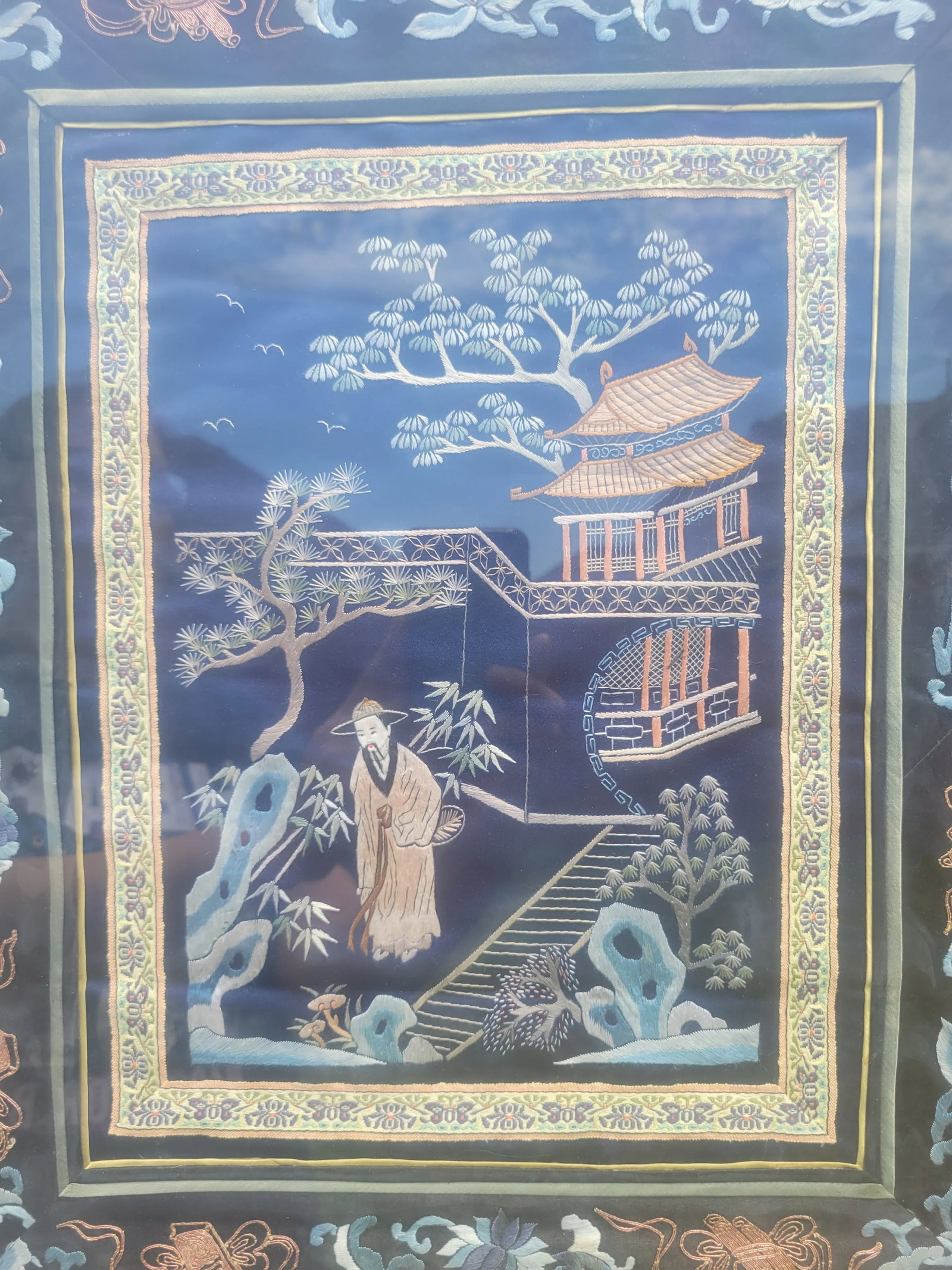 Vintage Asian Framed Embroidery - 2