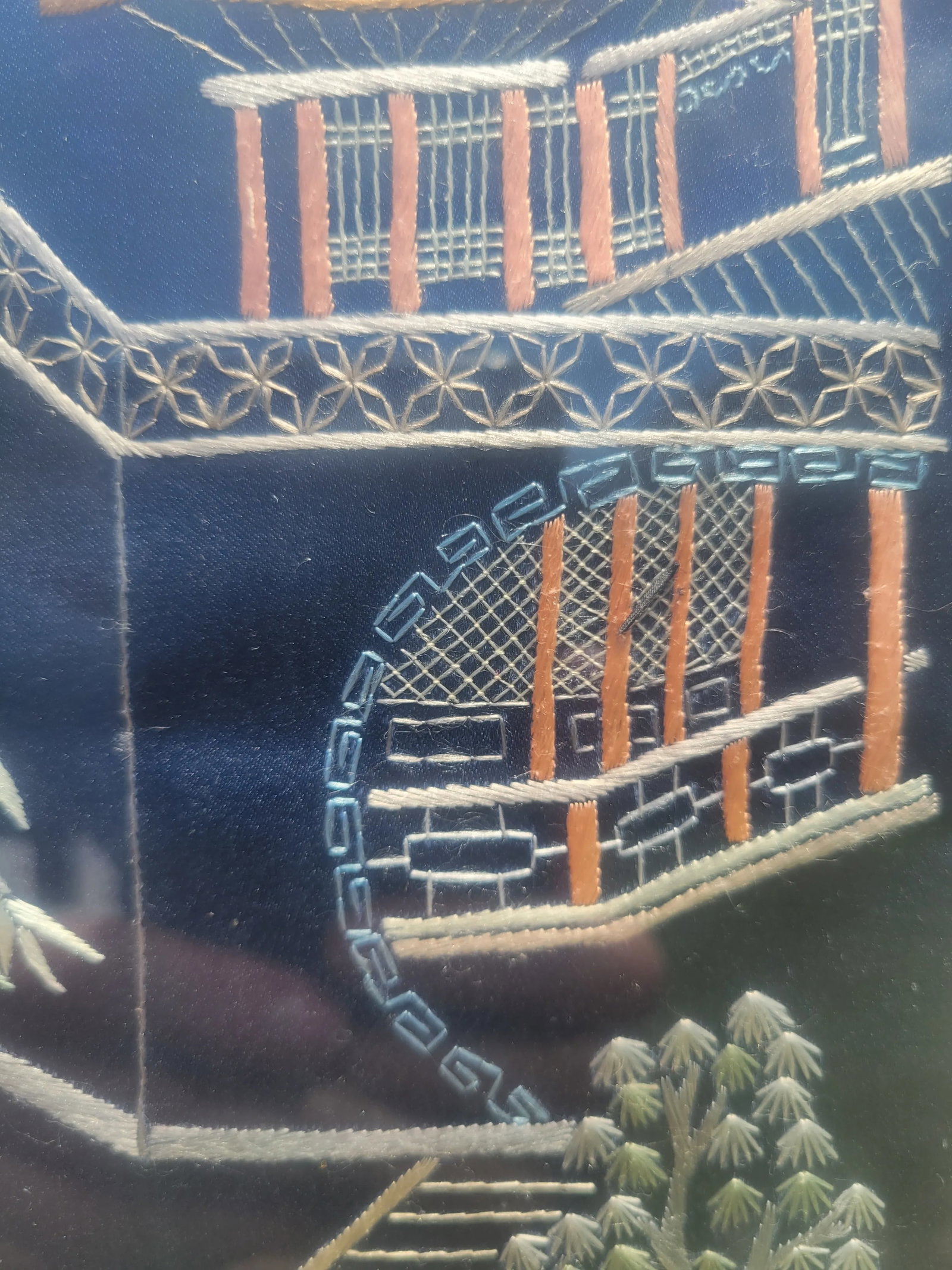 Vintage Asian Framed Embroidery - 6