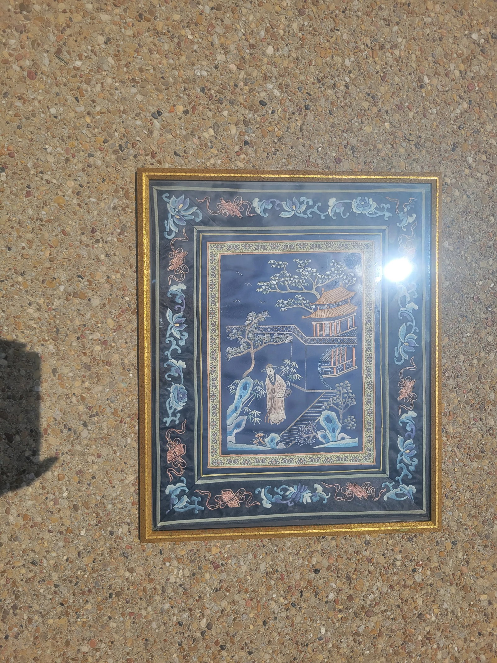 Vintage Asian Framed Embroidery - 8